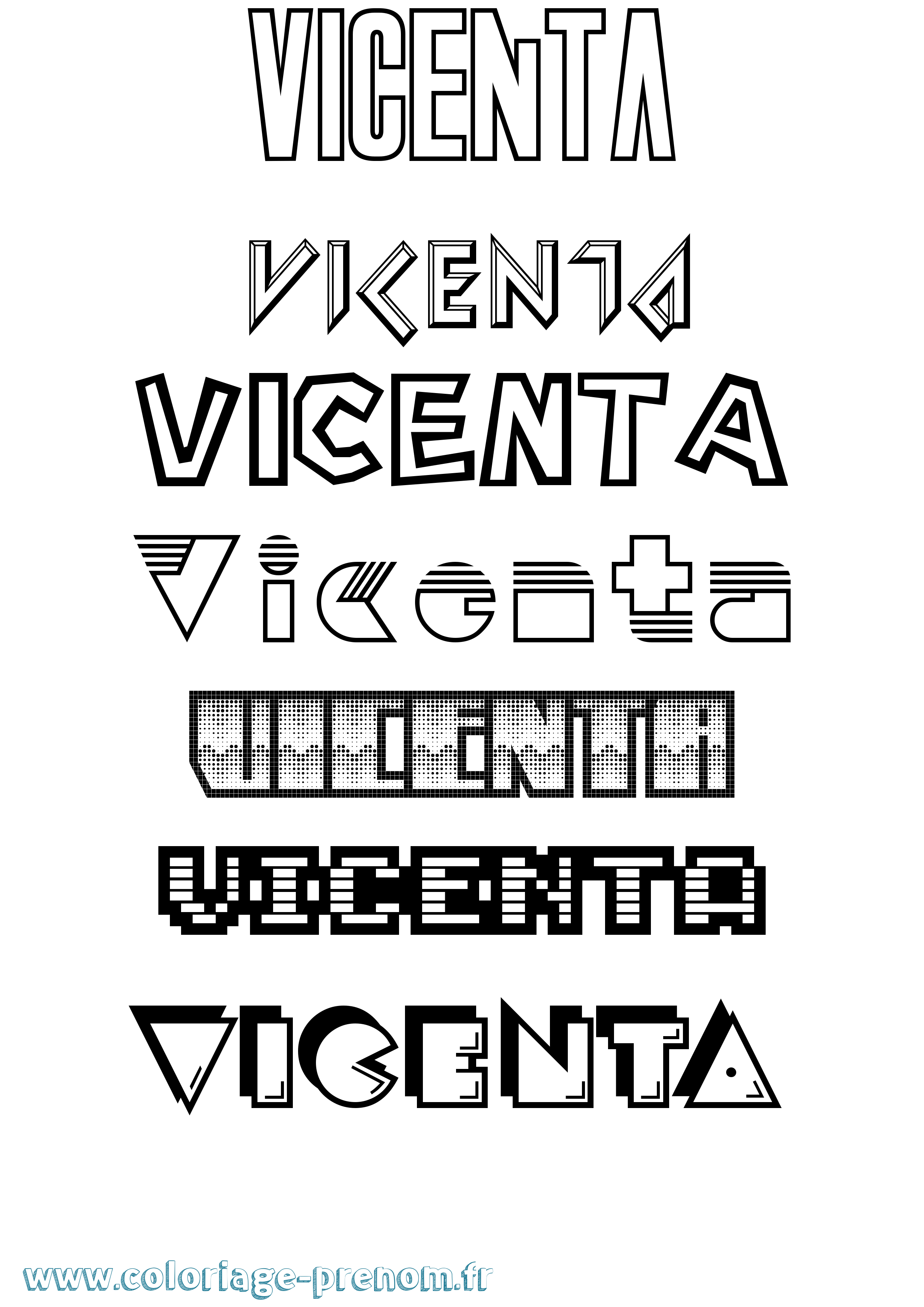 Coloriage Vicenta Jeux Vidéos Coloriage prénom Vicenta Jeux Vidéos