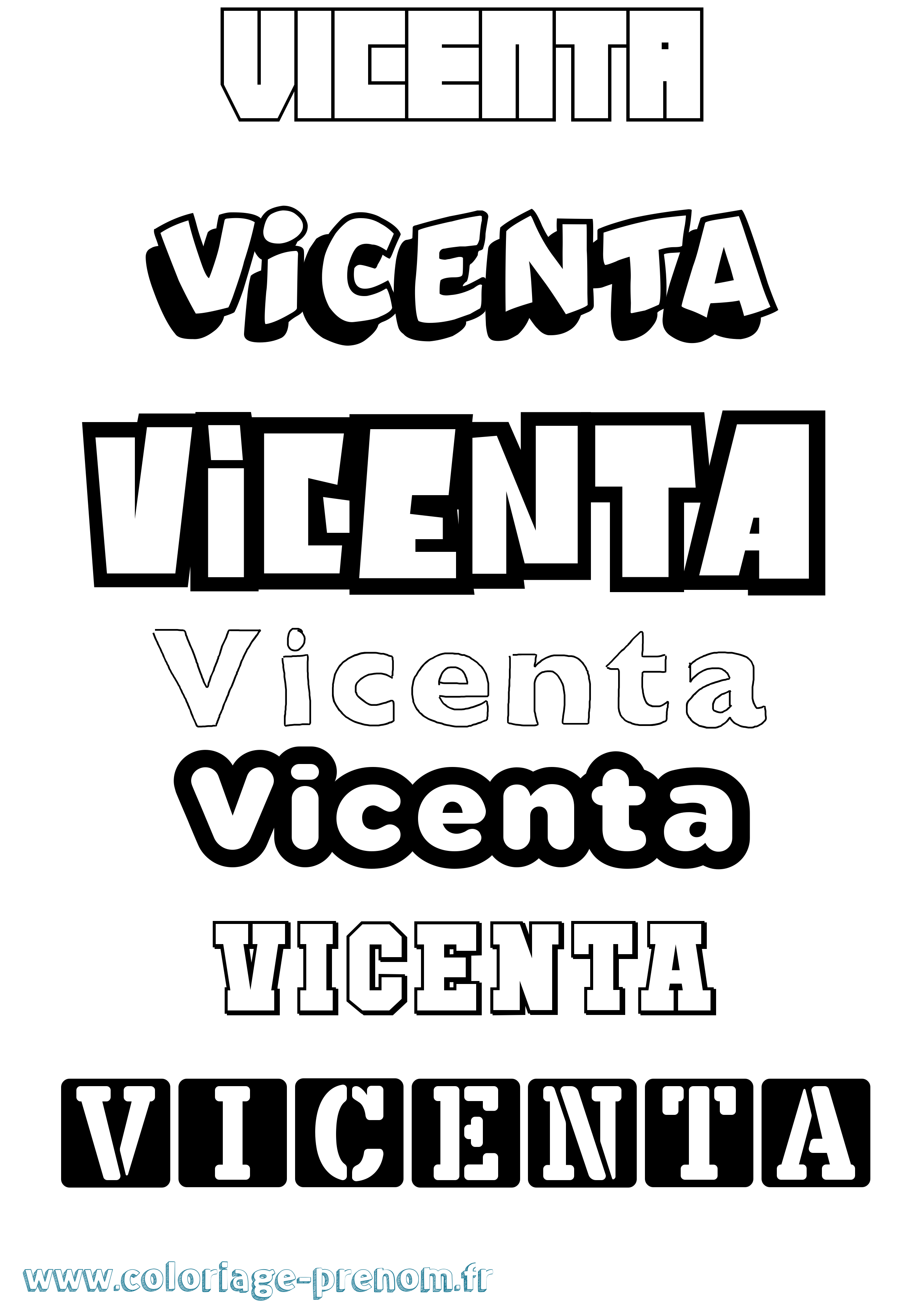 Coloriage Vicenta Simple Coloriage prénom Vicenta Simple