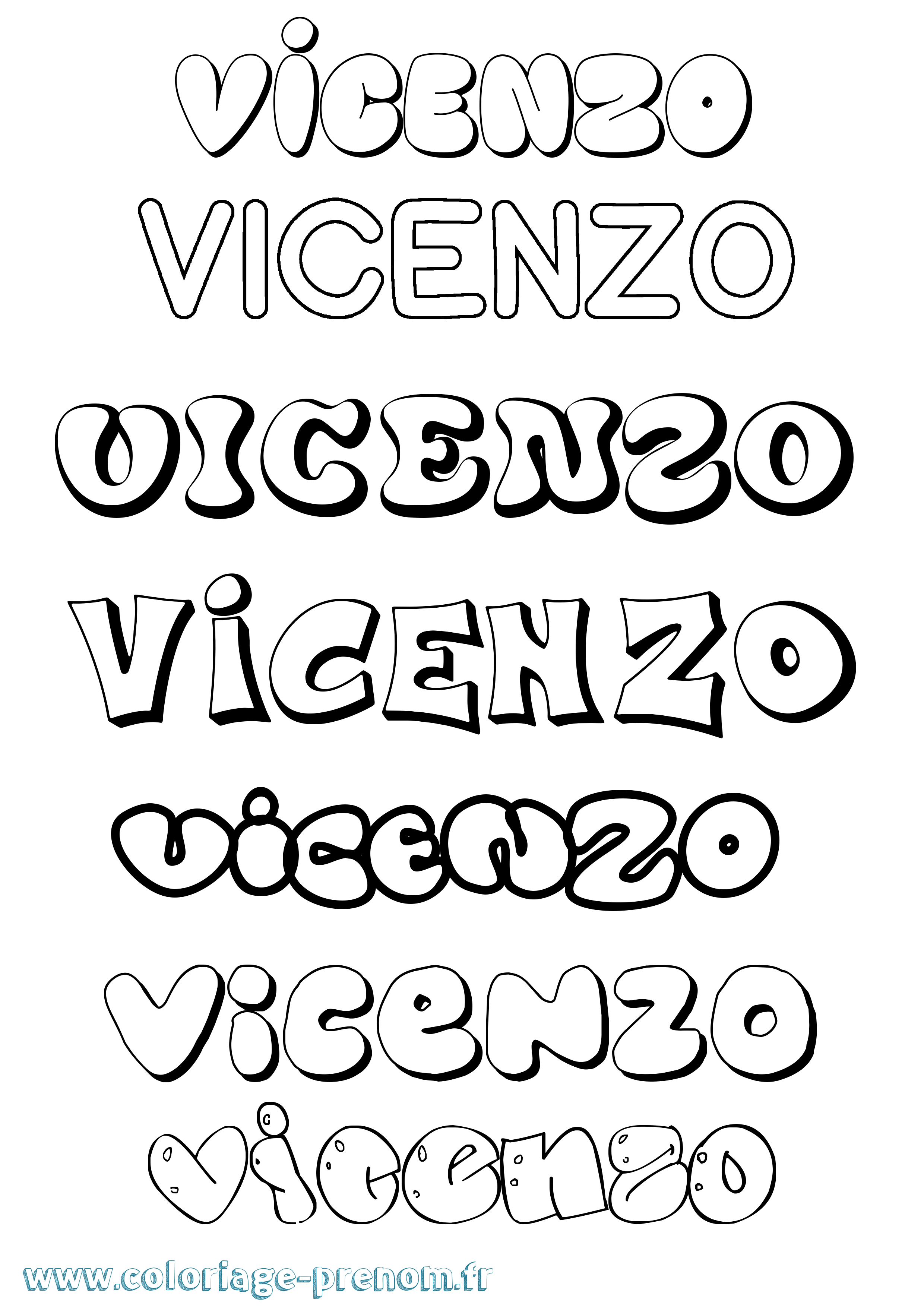 Coloriage Vicenzo Bubble Coloriage prénom Vicenzo Bubble