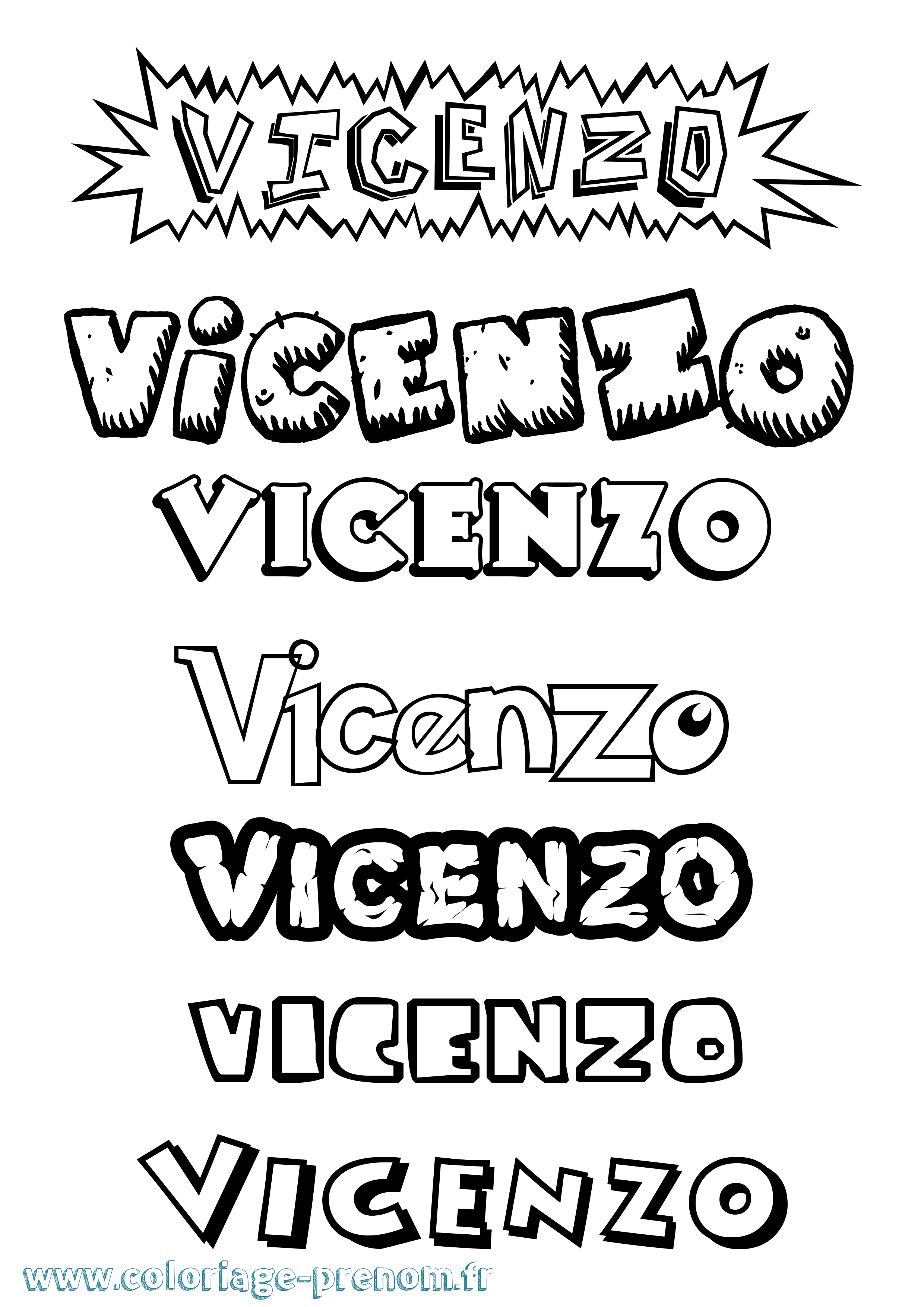 Coloriage Vicenzo Dessin Animé Coloriage prénom Vicenzo Dessin Animé