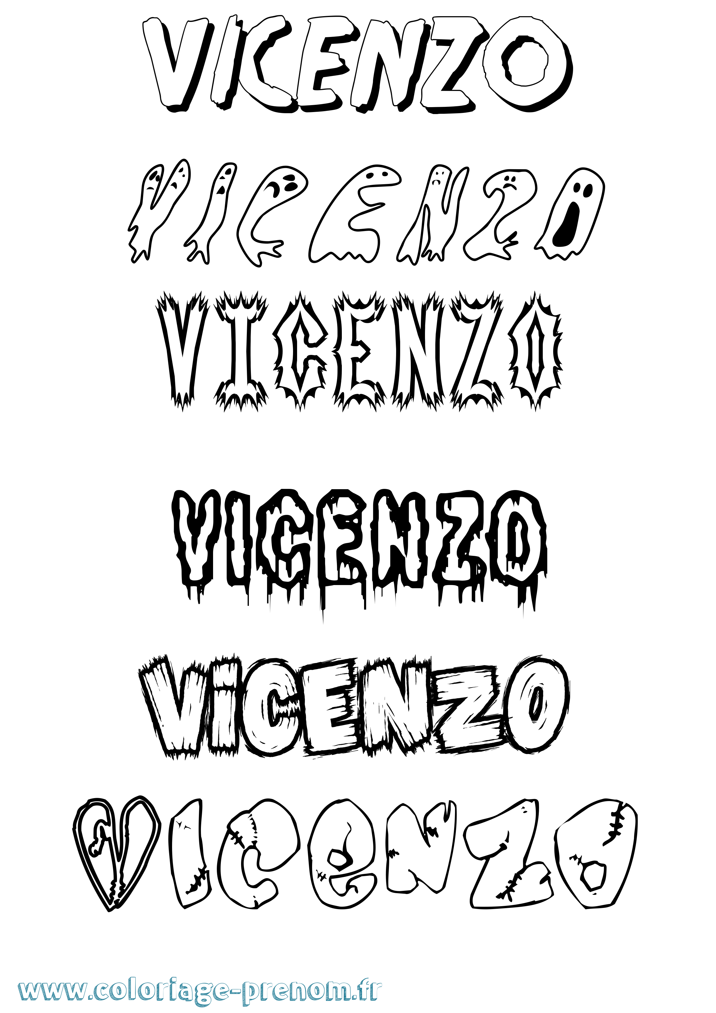 Coloriage Vicenzo Frisson Coloriage prénom Vicenzo Frisson