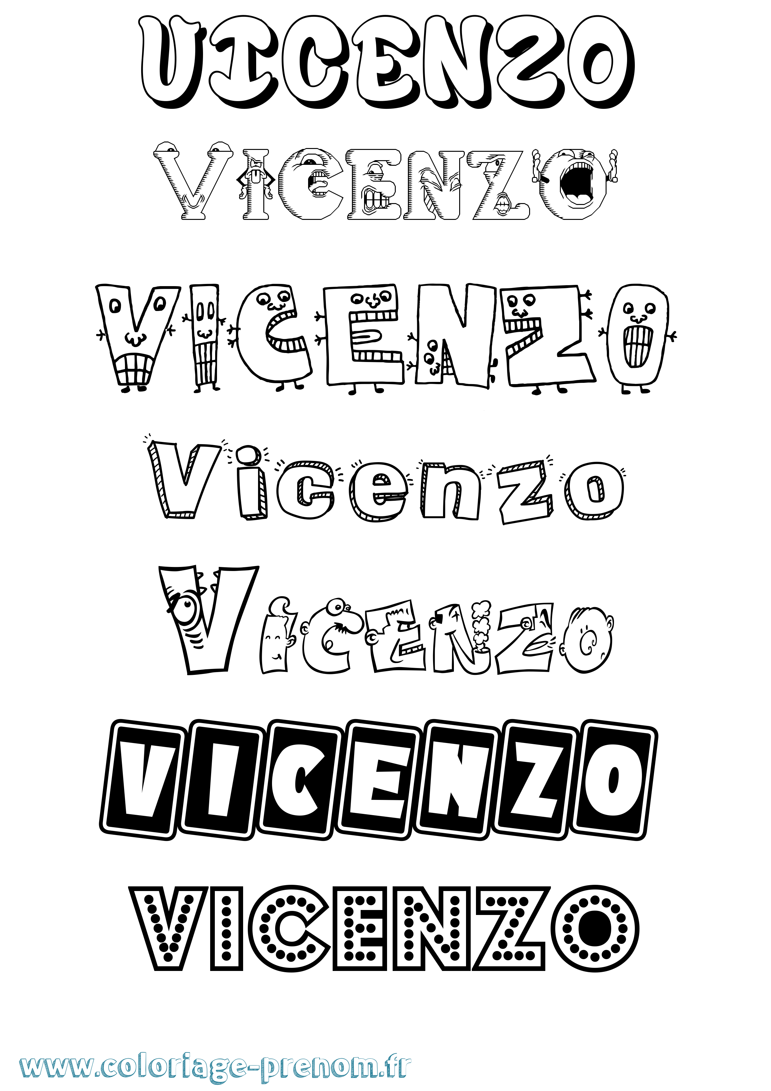 Coloriage Vicenzo Fun Coloriage prénom Vicenzo Fun