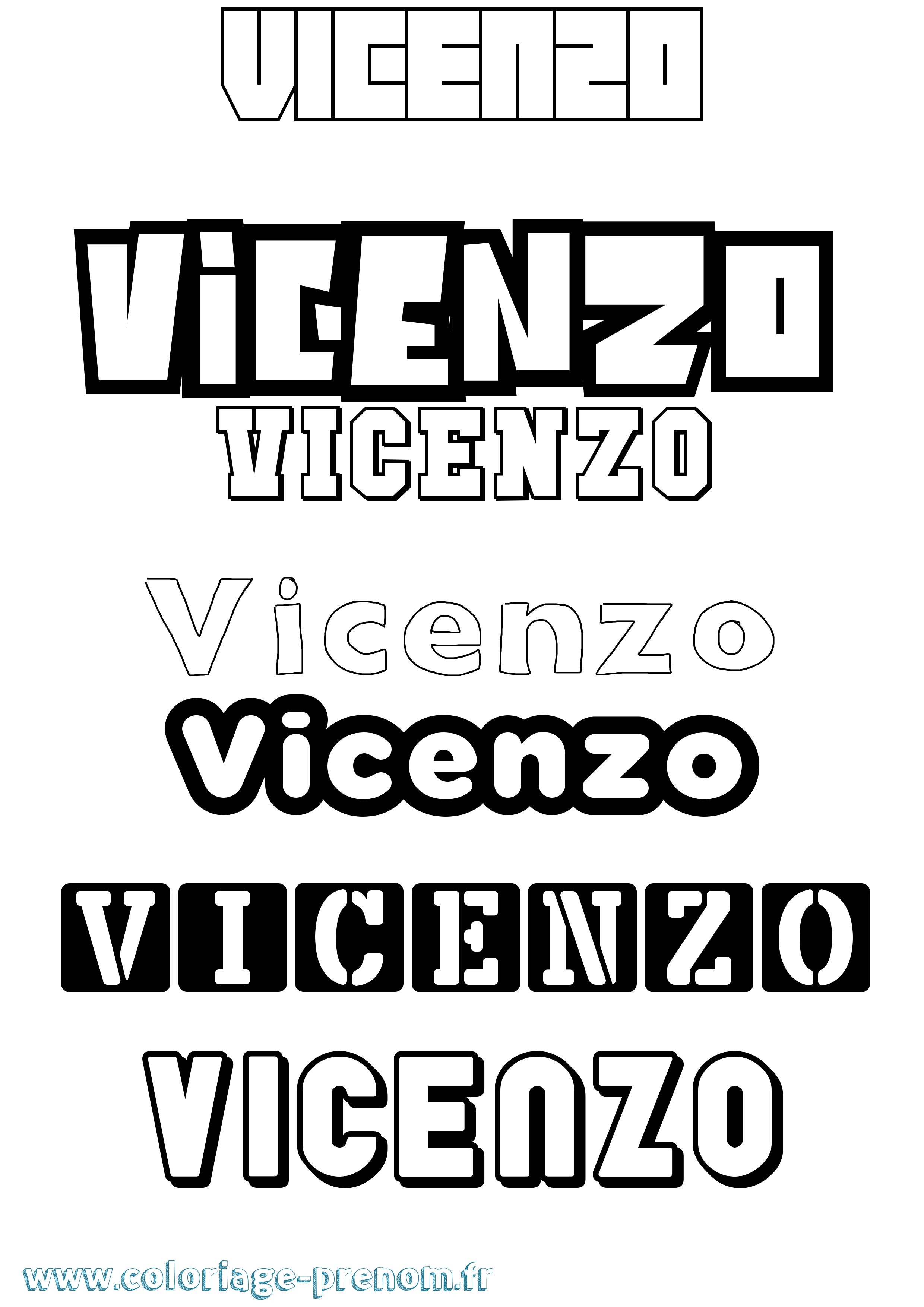 Coloriage Vicenzo Simple Coloriage prénom Vicenzo Simple