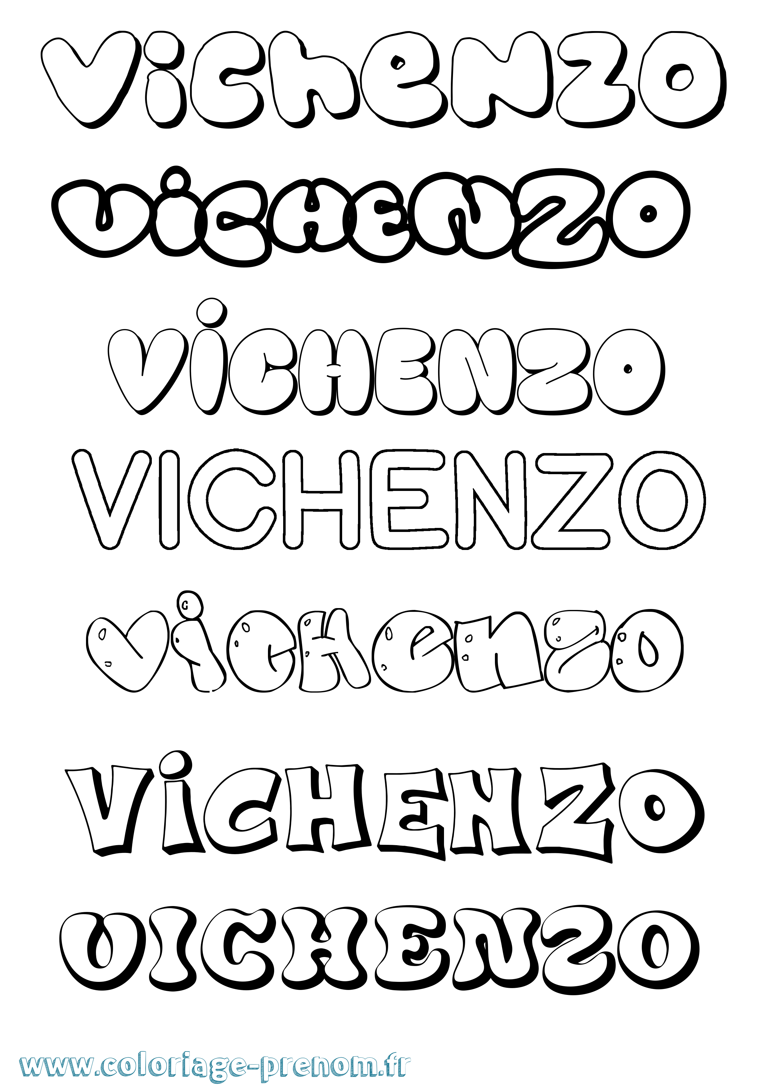 Coloriage Vichenzo Bubble Coloriage prénom Vichenzo Bubble
