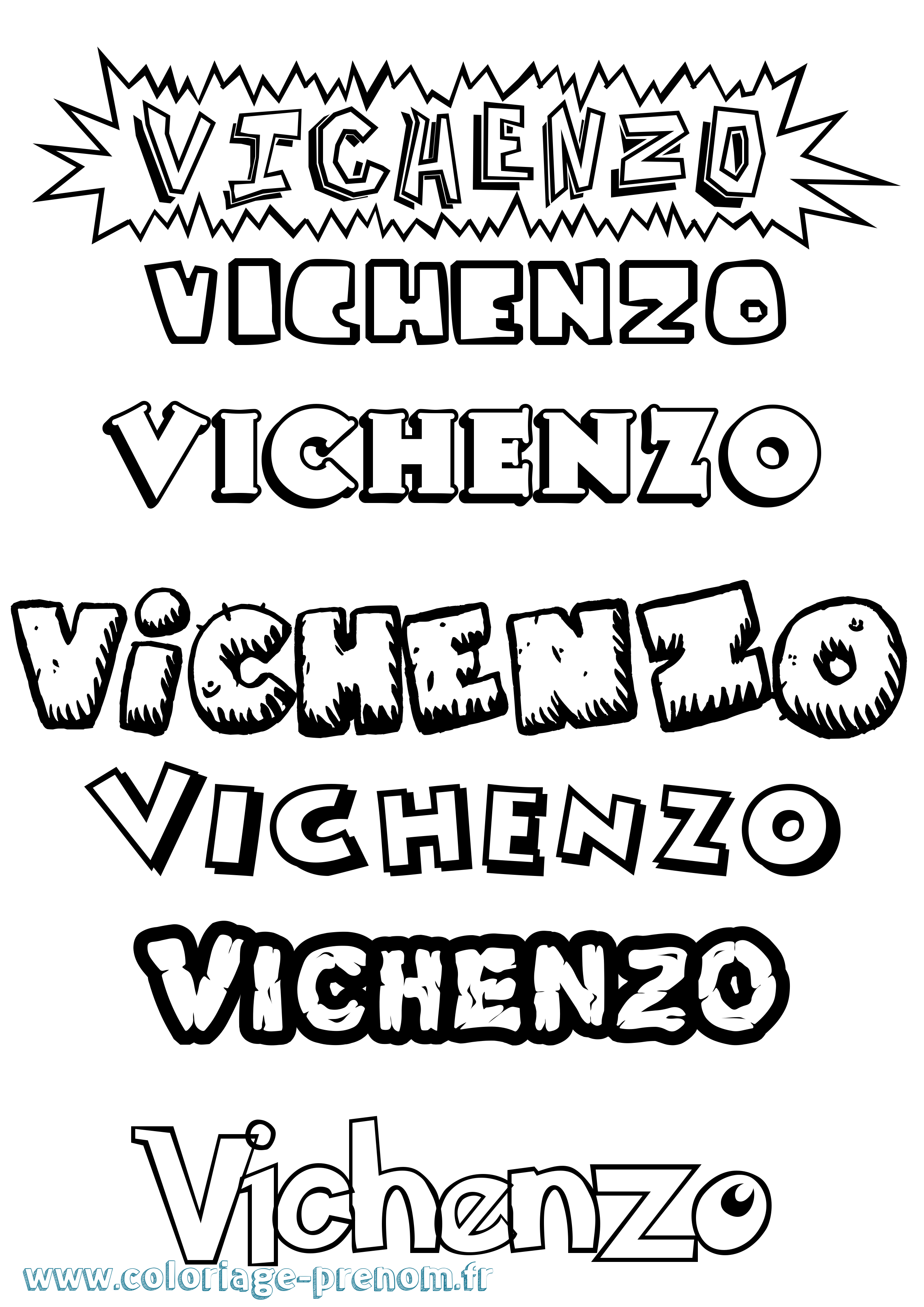 Coloriage Vichenzo Dessin Animé Coloriage prénom Vichenzo Dessin Animé