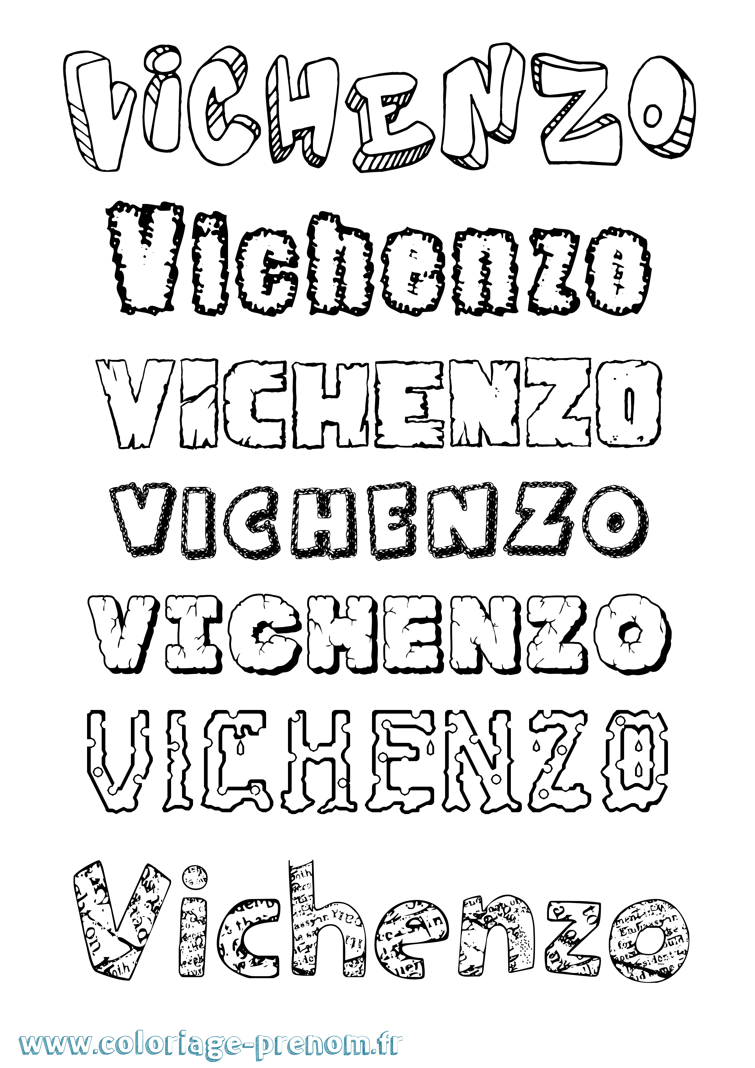 Coloriage Vichenzo Destructuré Coloriage prénom Vichenzo Destructuré