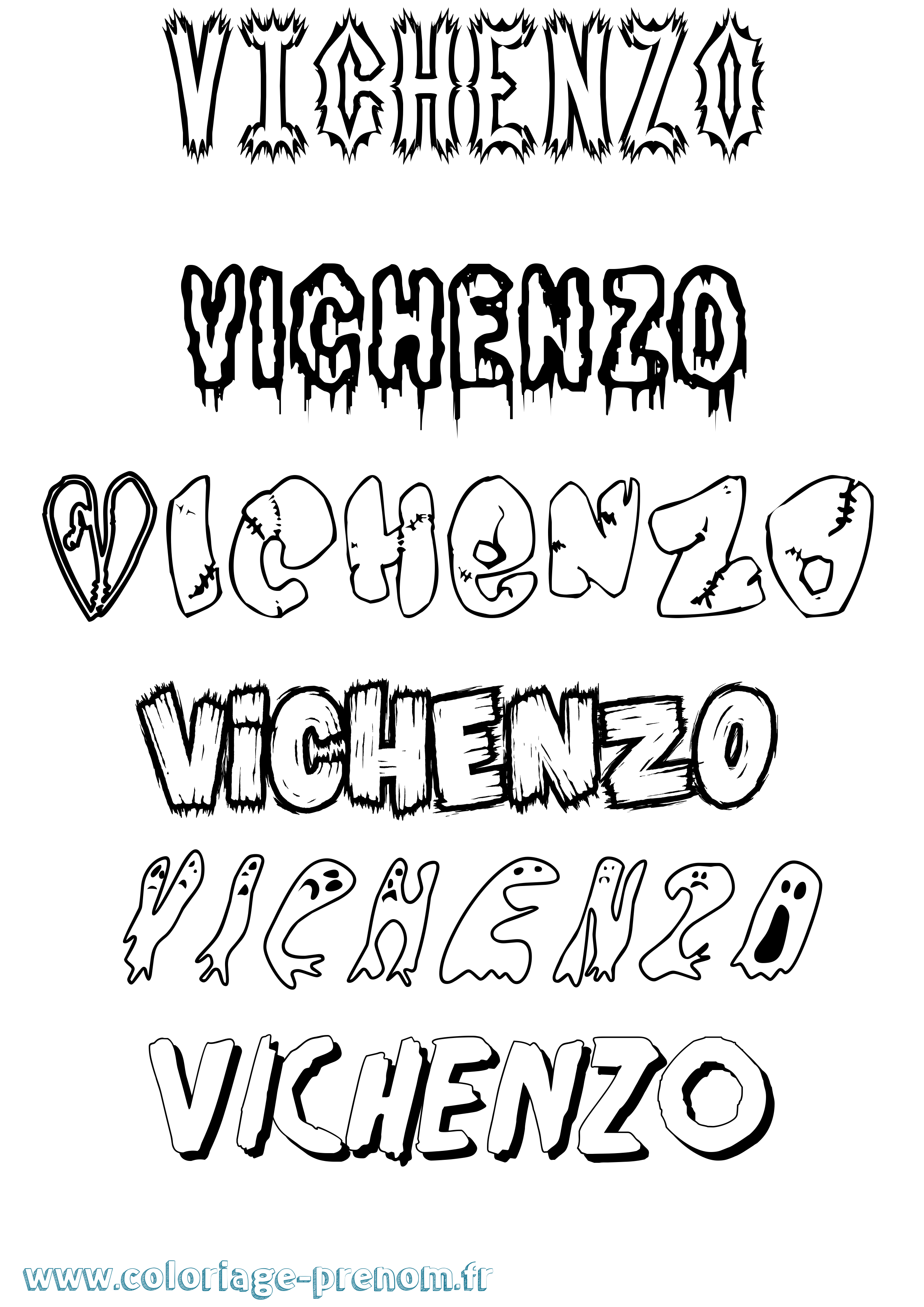 Coloriage Vichenzo Frisson Coloriage prénom Vichenzo Frisson