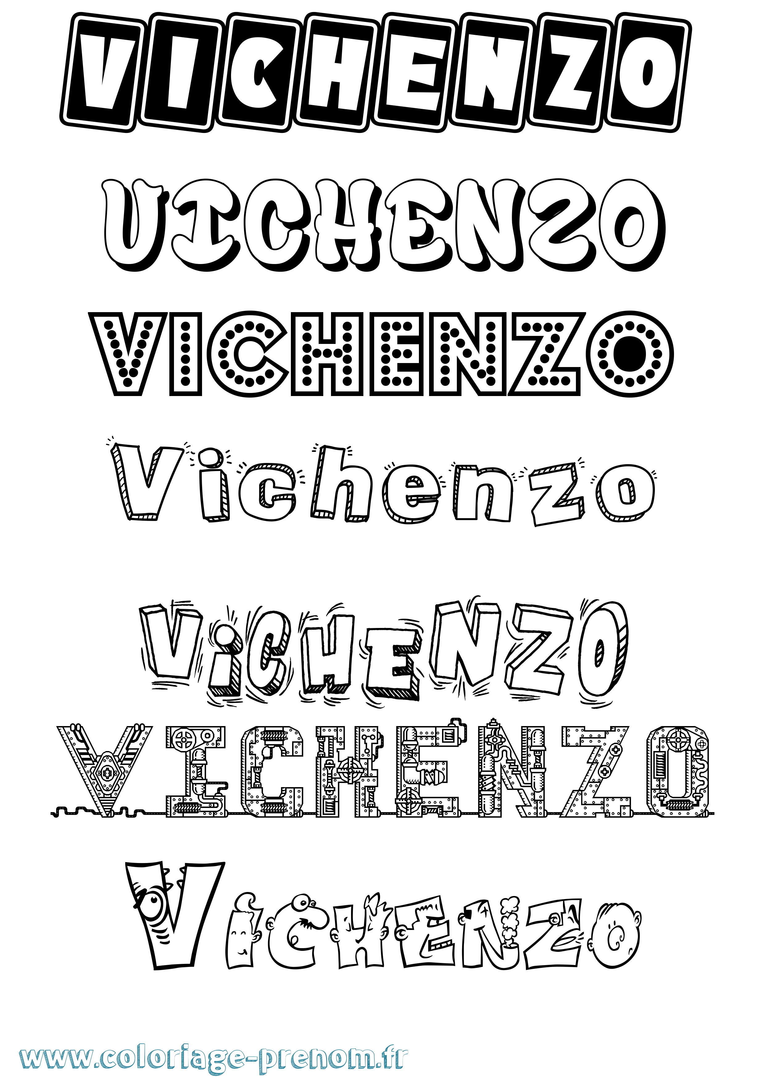 Coloriage Vichenzo Fun Coloriage prénom Vichenzo Fun