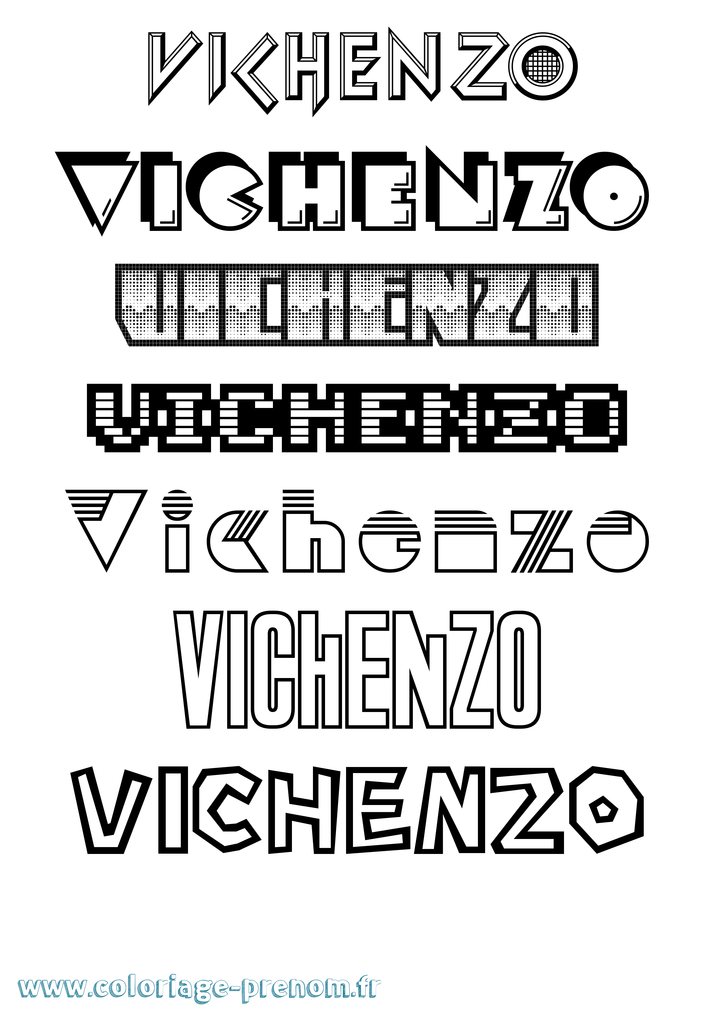 Coloriage Vichenzo Jeux Vidéos Coloriage prénom Vichenzo Jeux Vidéos