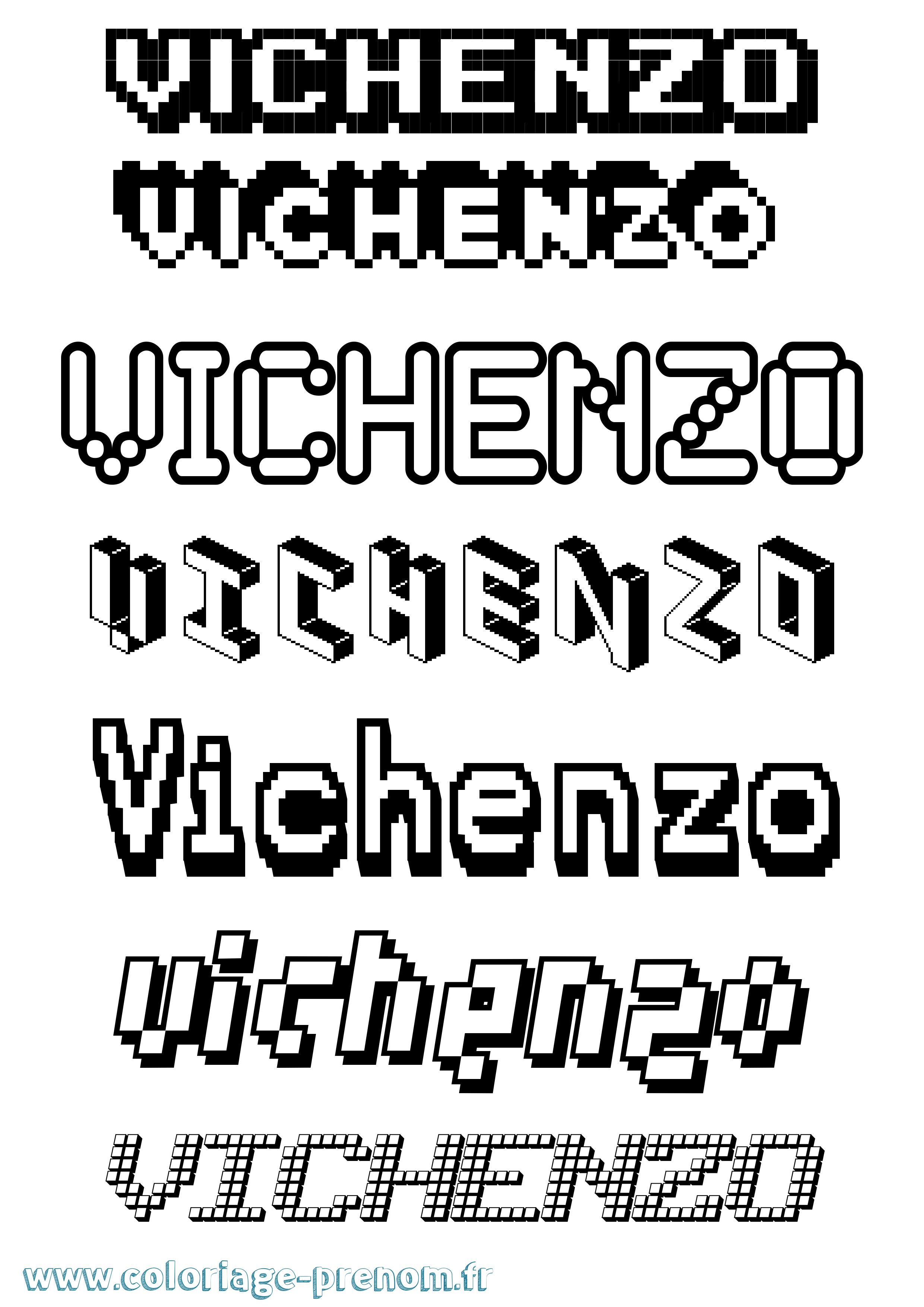 Coloriage Vichenzo Pixel Coloriage prénom Vichenzo Pixel