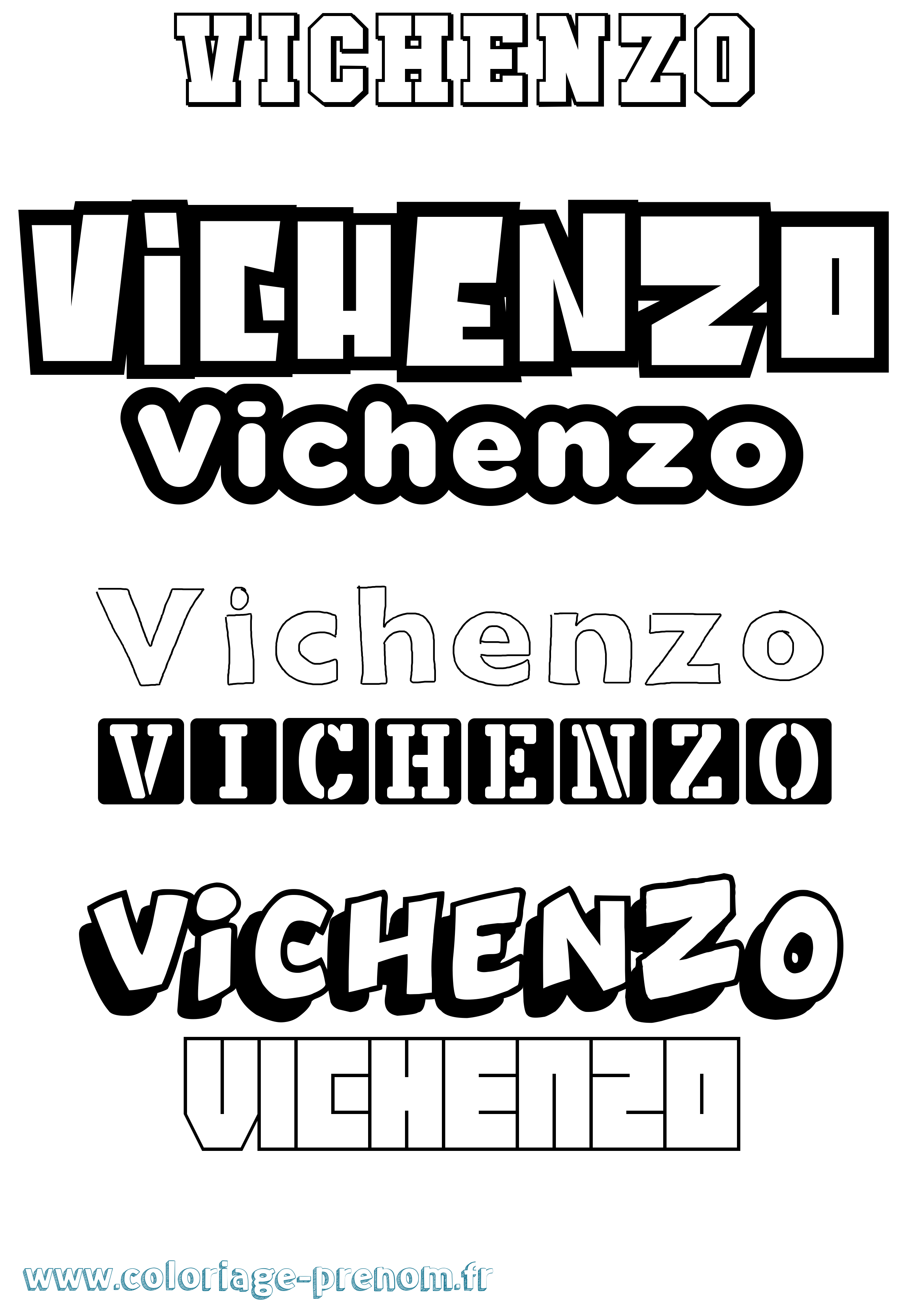 Coloriage Vichenzo Simple Coloriage prénom Vichenzo Simple