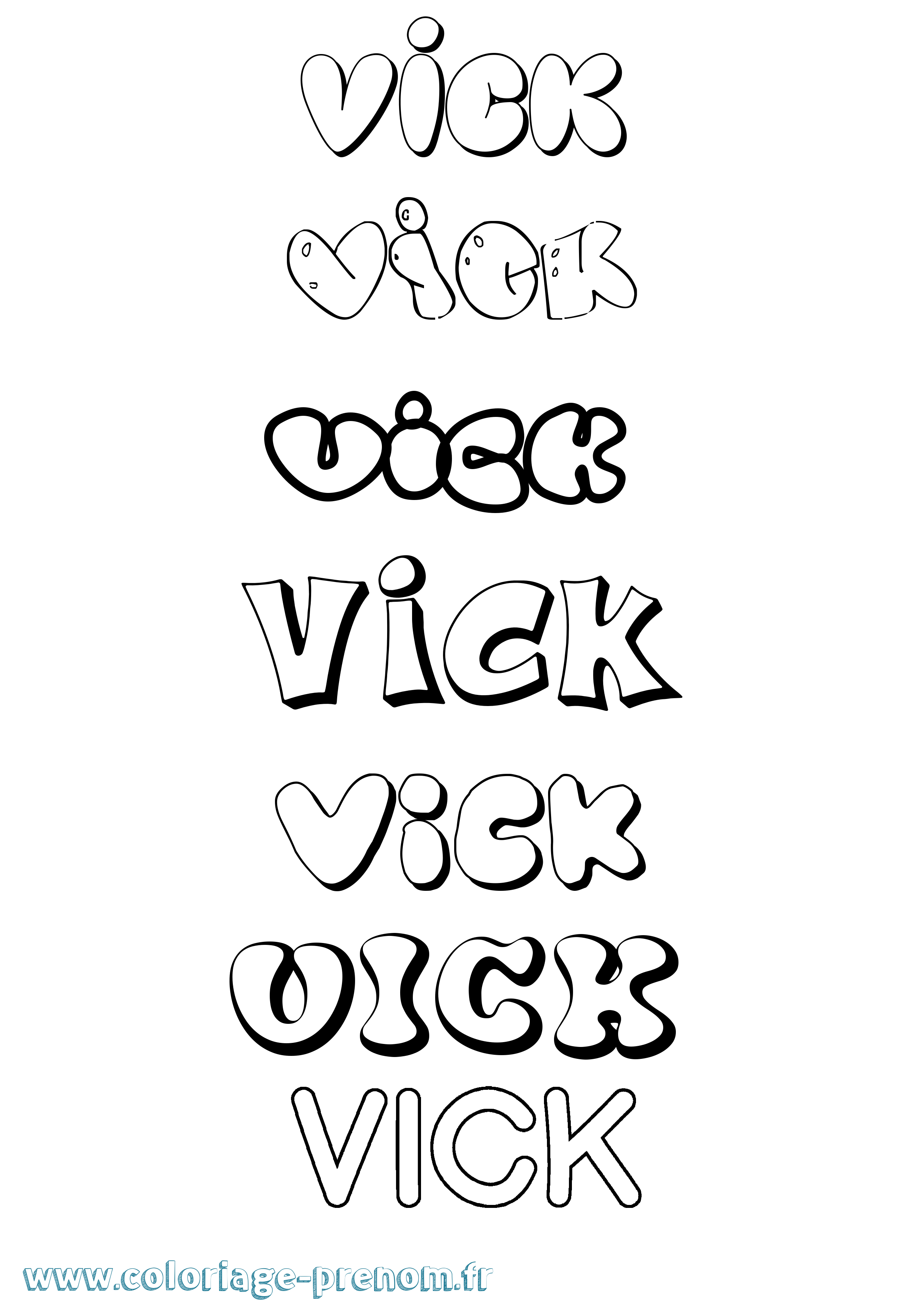 Coloriage Vick Bubble Coloriage prénom Vick Bubble