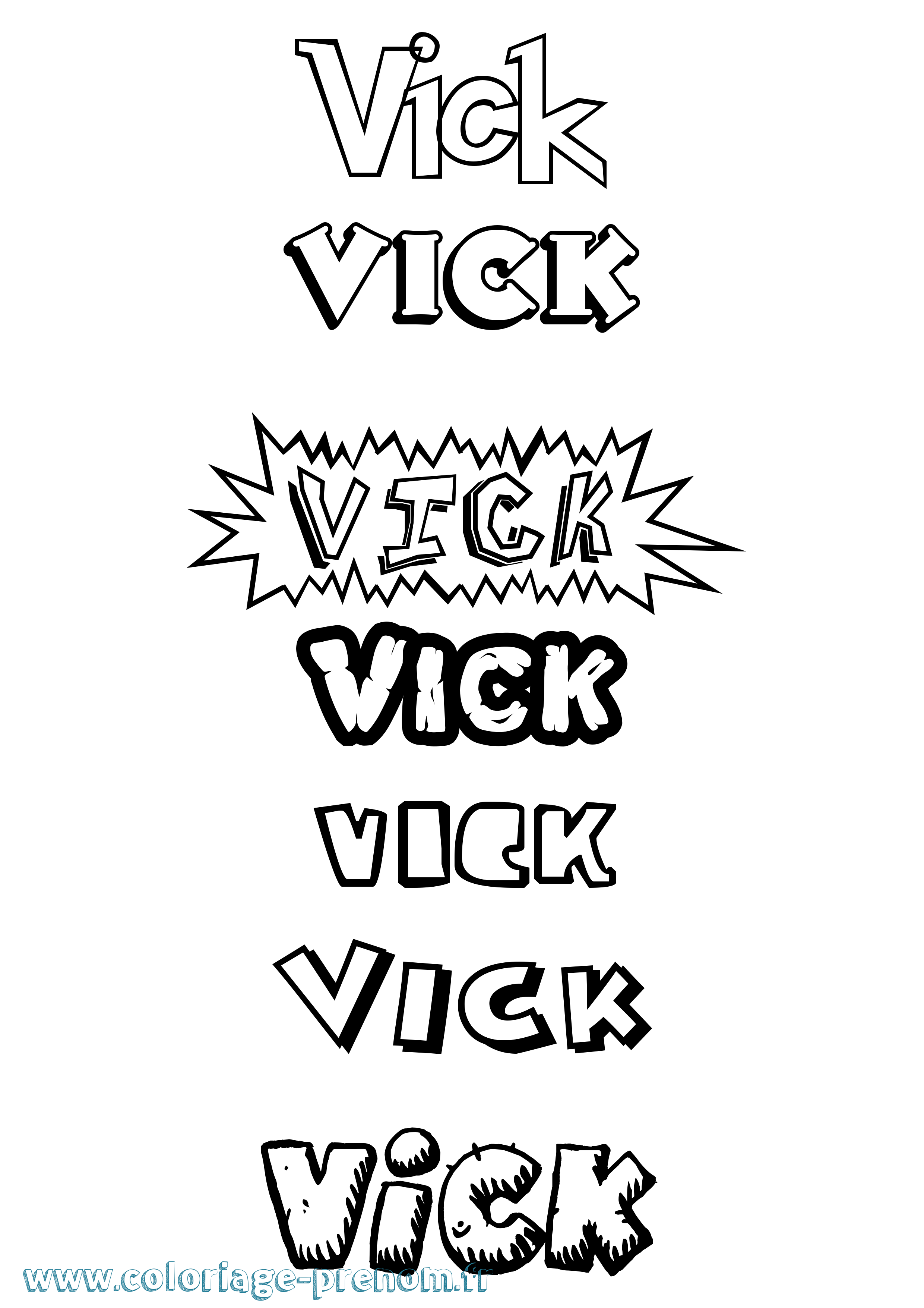 Coloriage Vick Dessin Animé Coloriage prénom Vick Dessin Animé