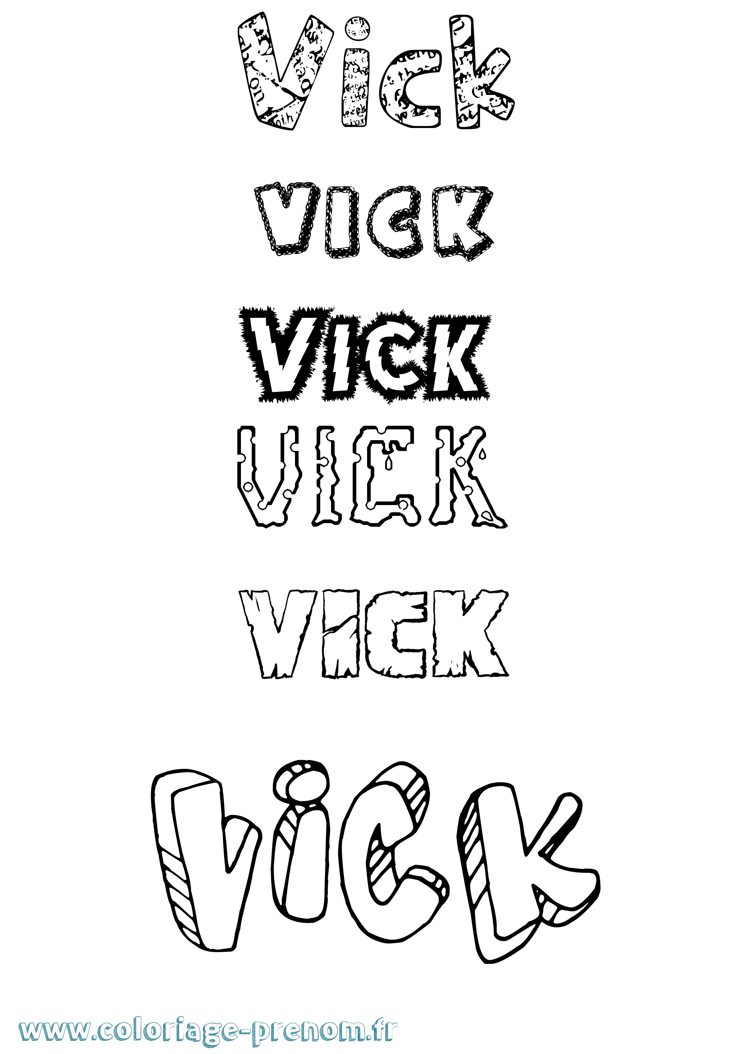 Coloriage Vick Destructuré Coloriage prénom Vick Destructuré