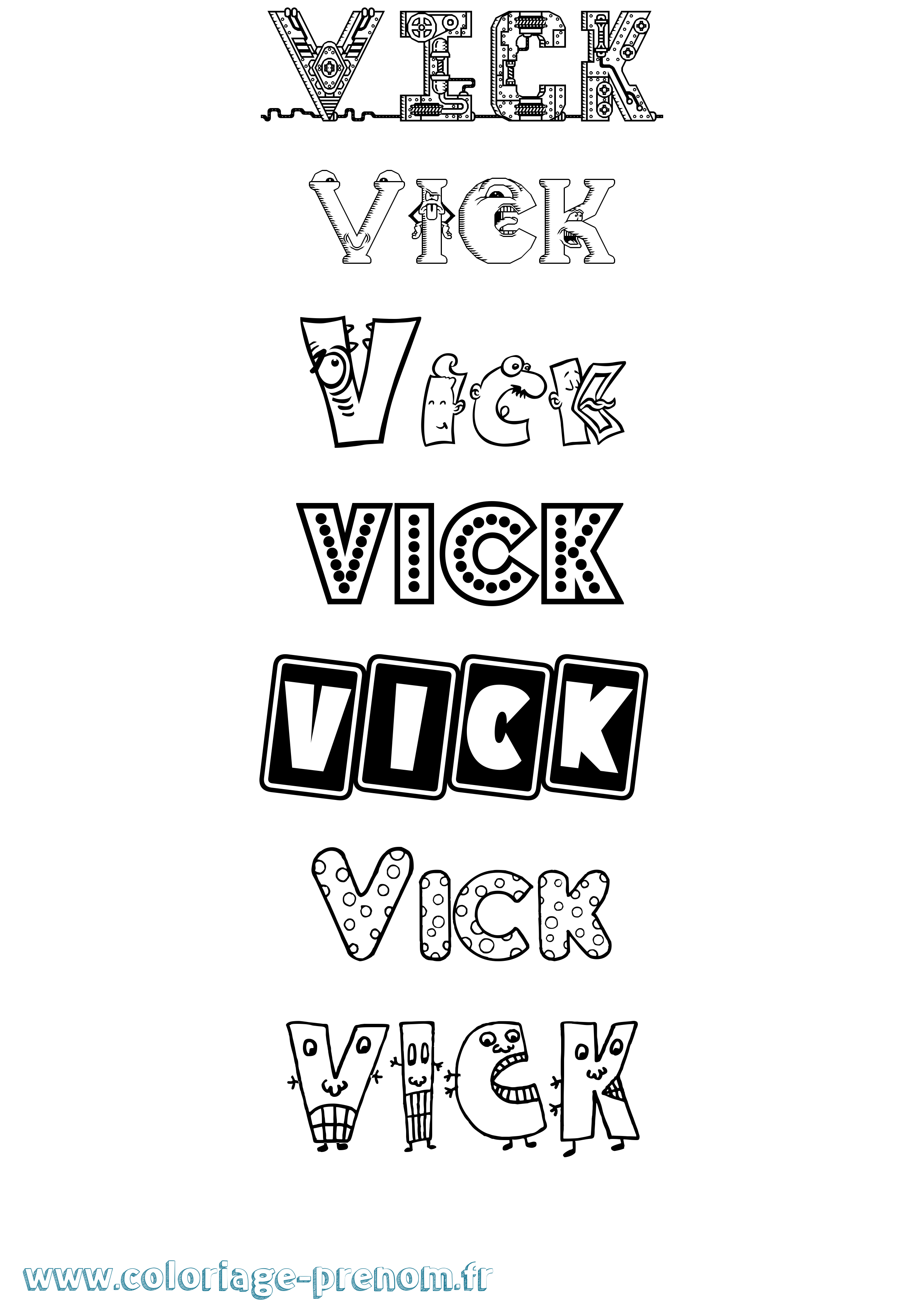 Coloriage Vick Fun Coloriage prénom Vick Fun