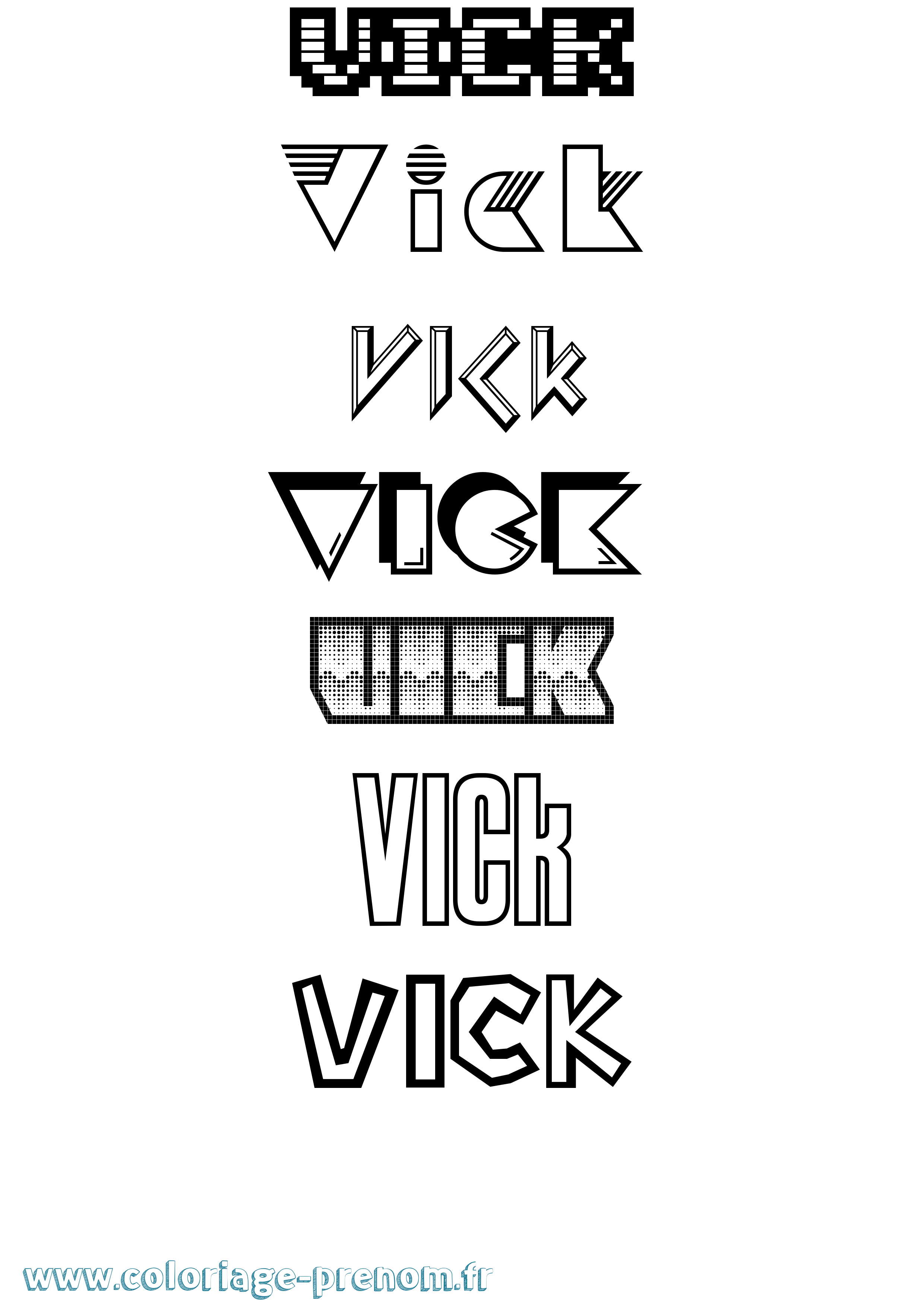 Coloriage Vick Jeux Vidéos Coloriage prénom Vick Jeux Vidéos