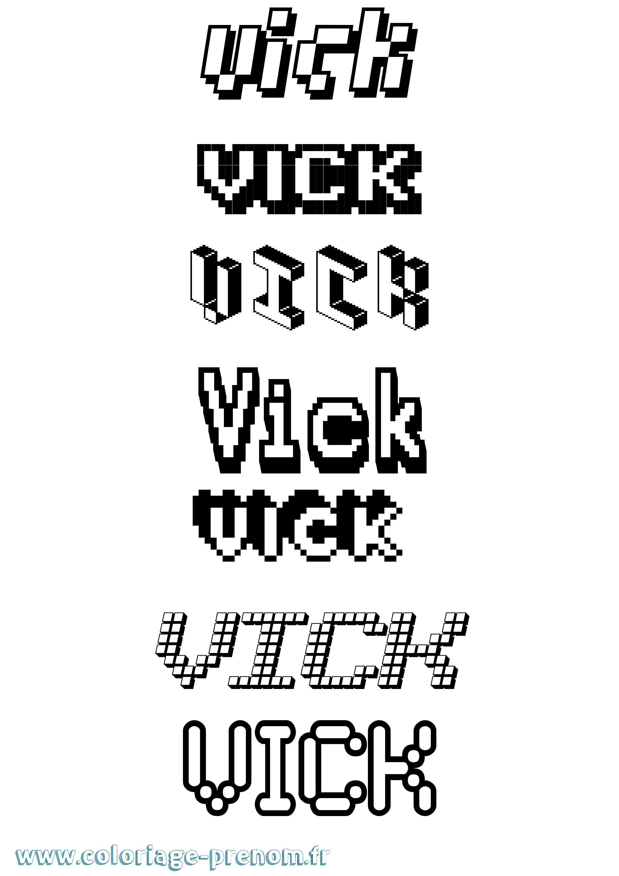 Coloriage Vick Pixel Coloriage prénom Vick Pixel