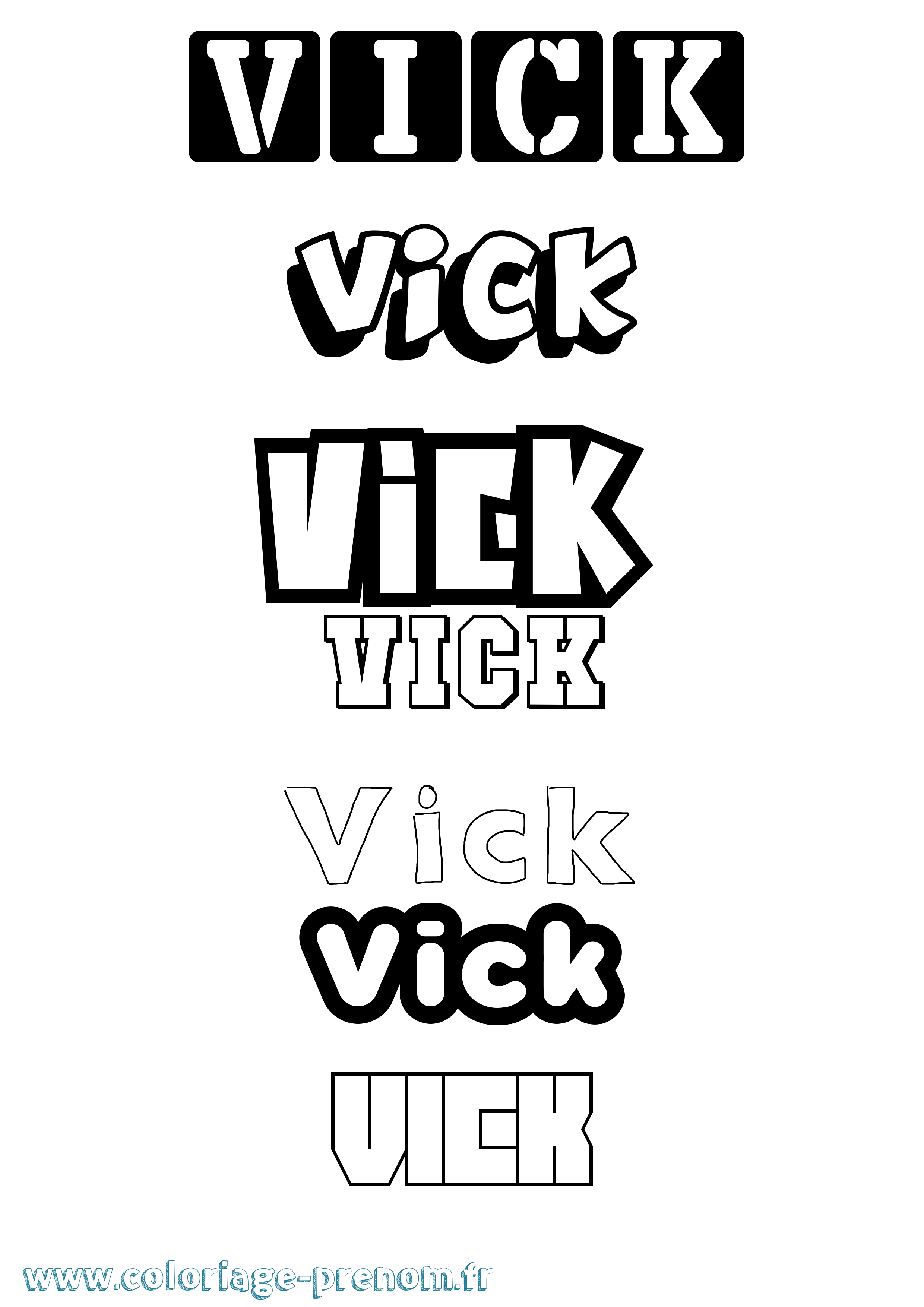 Coloriage Vick Simple Coloriage prénom Vick Simple