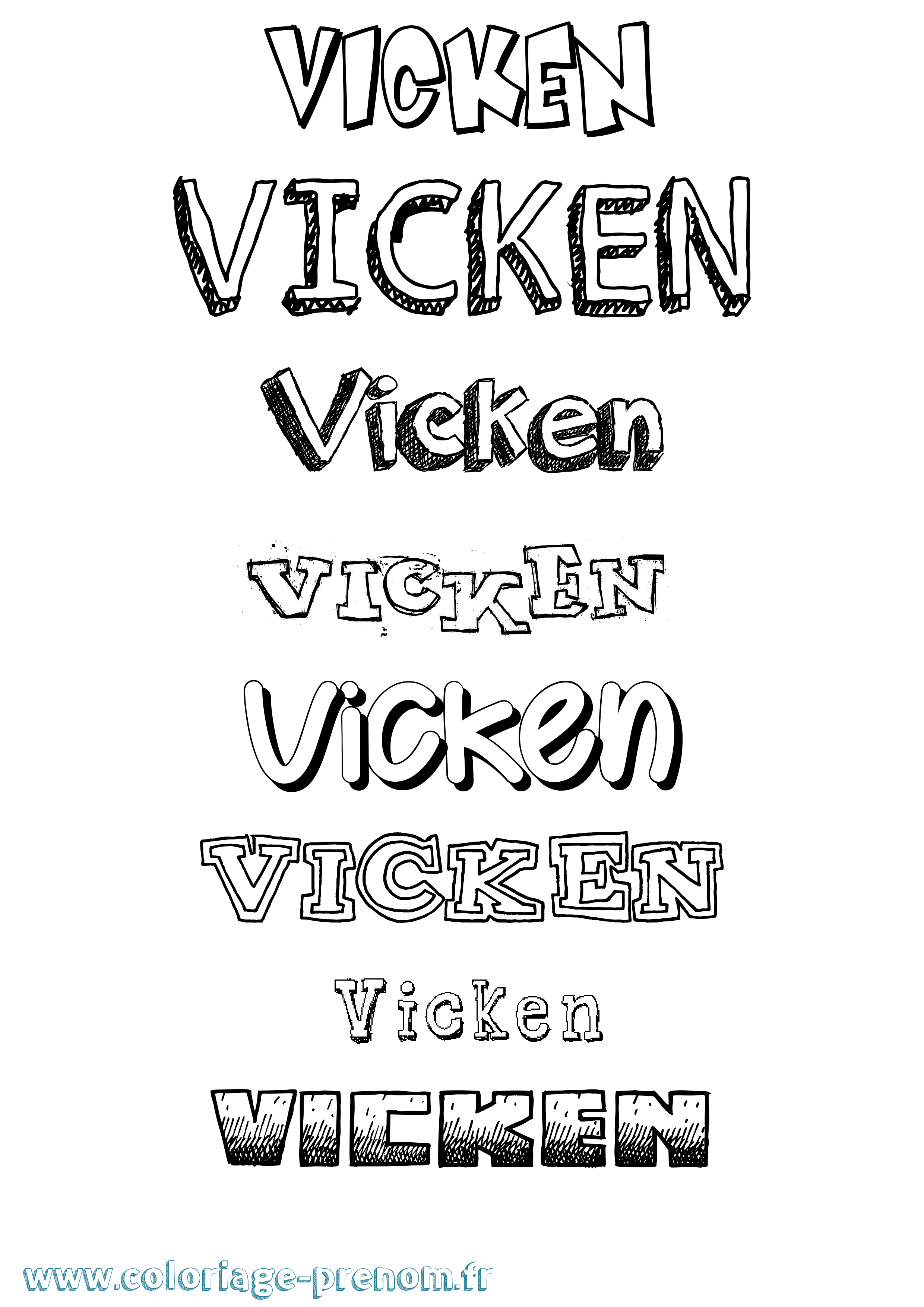 Coloriage Vicken Dessiné Coloriage prénom Vicken Dessiné