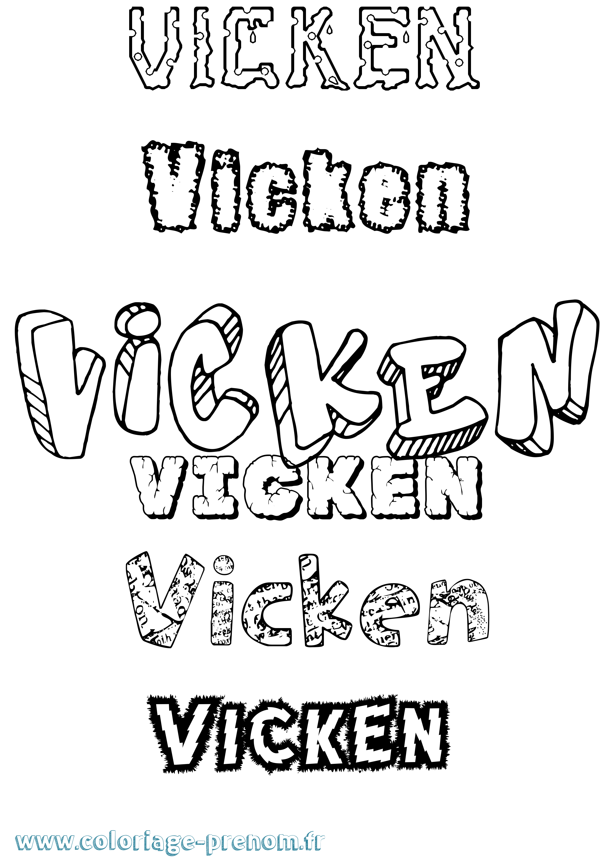Coloriage Vicken Destructuré Coloriage prénom Vicken Destructuré