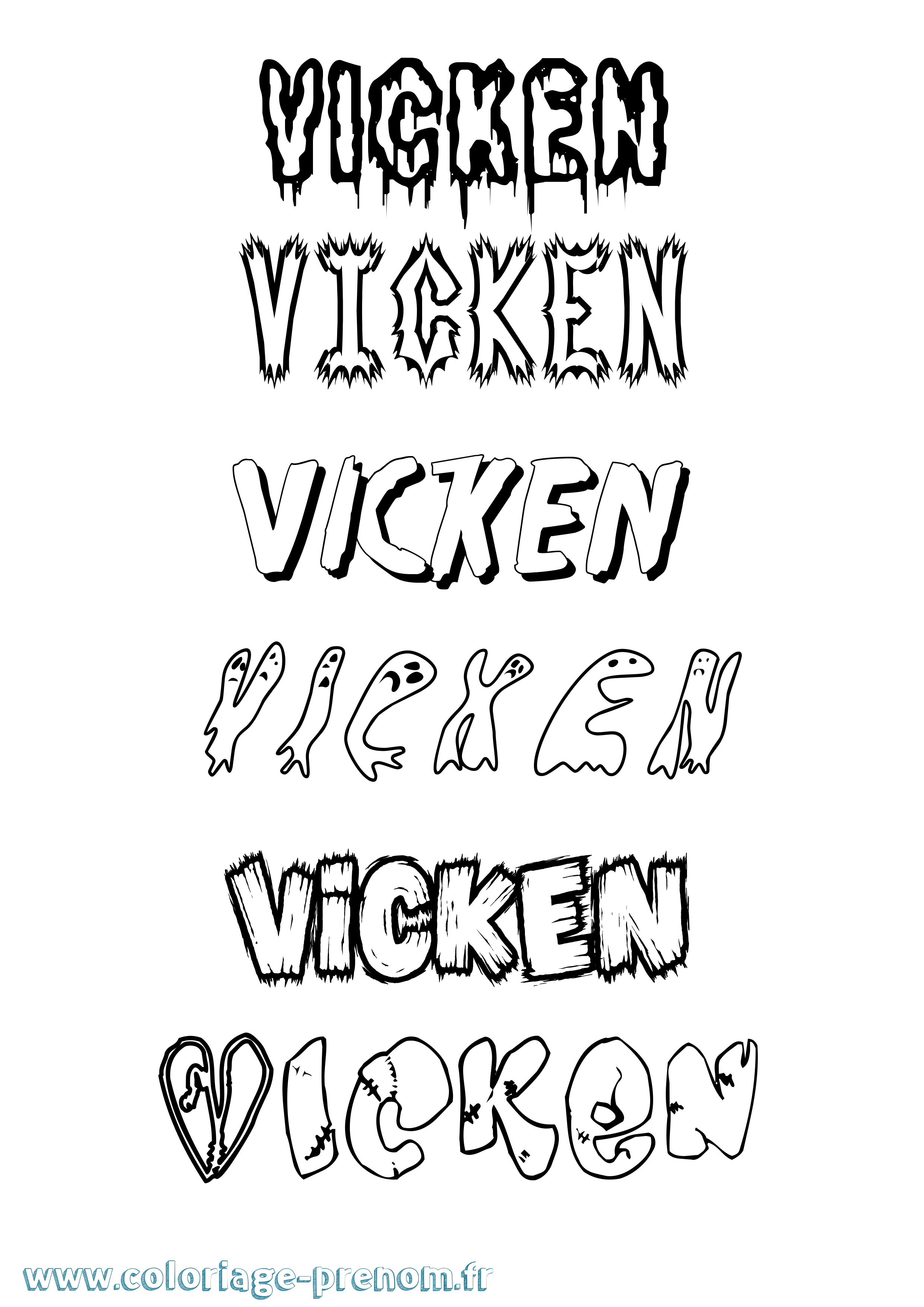 Coloriage Vicken Frisson Coloriage prénom Vicken Frisson