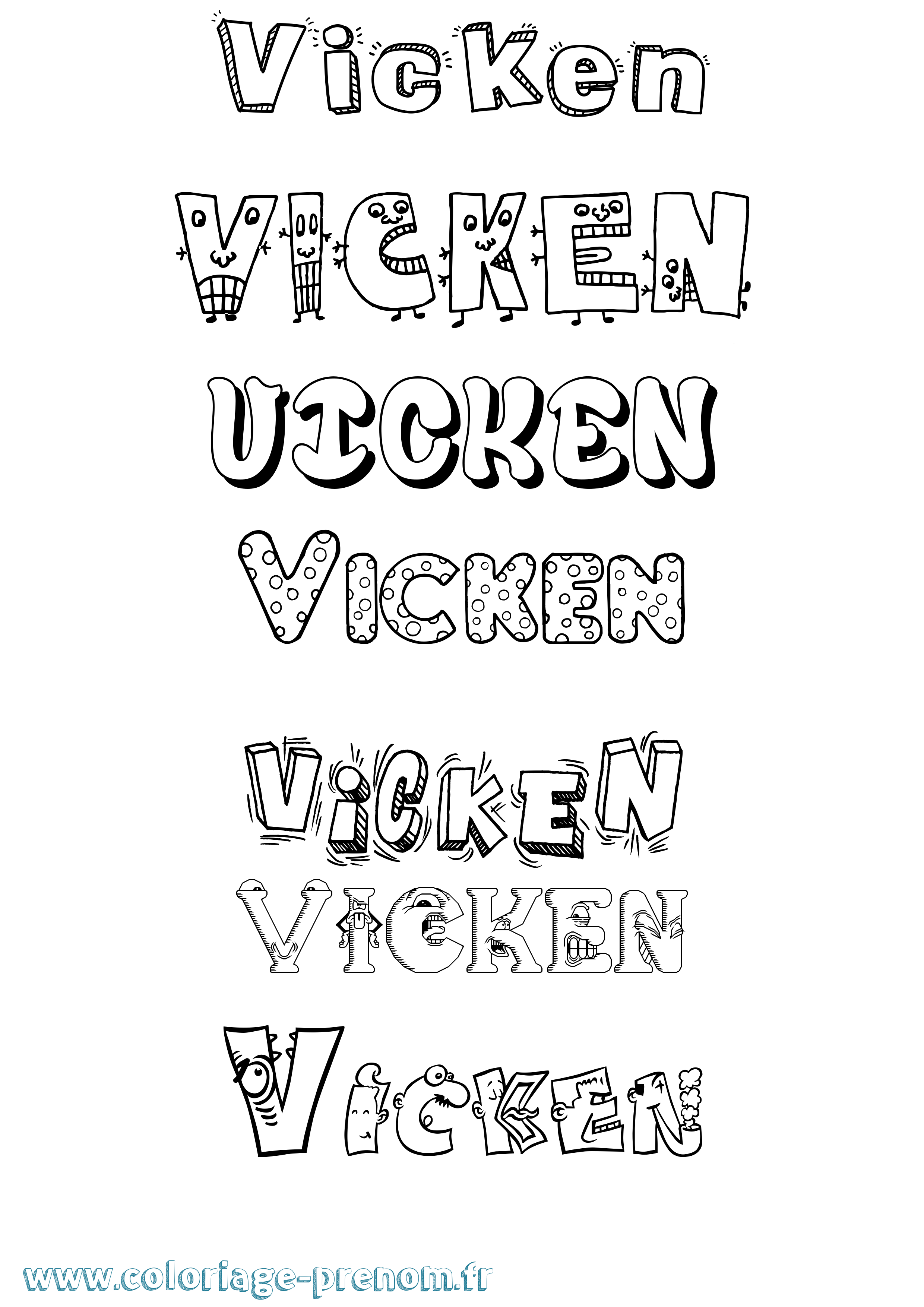 Coloriage Vicken Fun Coloriage prénom Vicken Fun