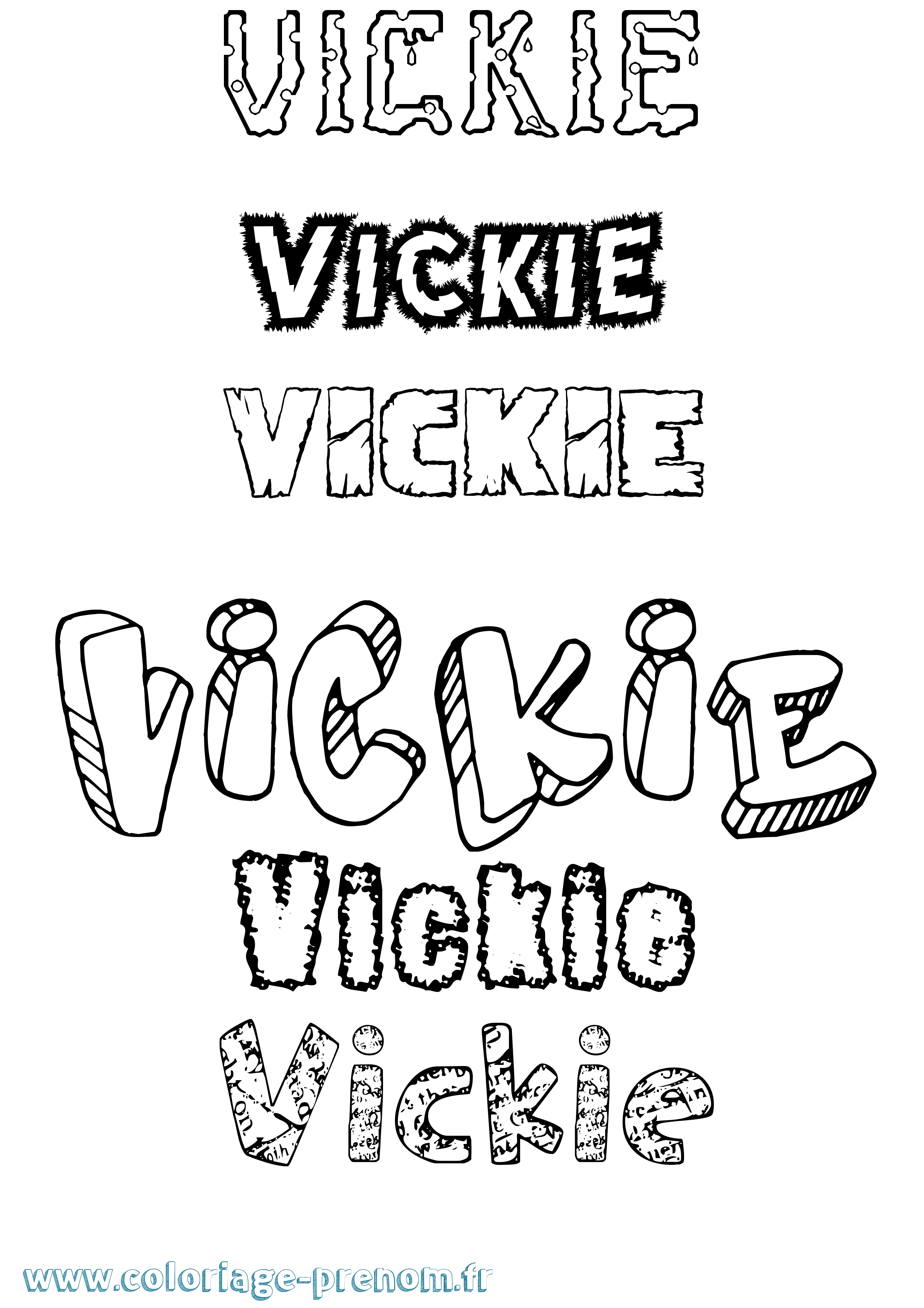 Coloriage Vickie Destructuré Coloriage prénom Vickie Destructuré