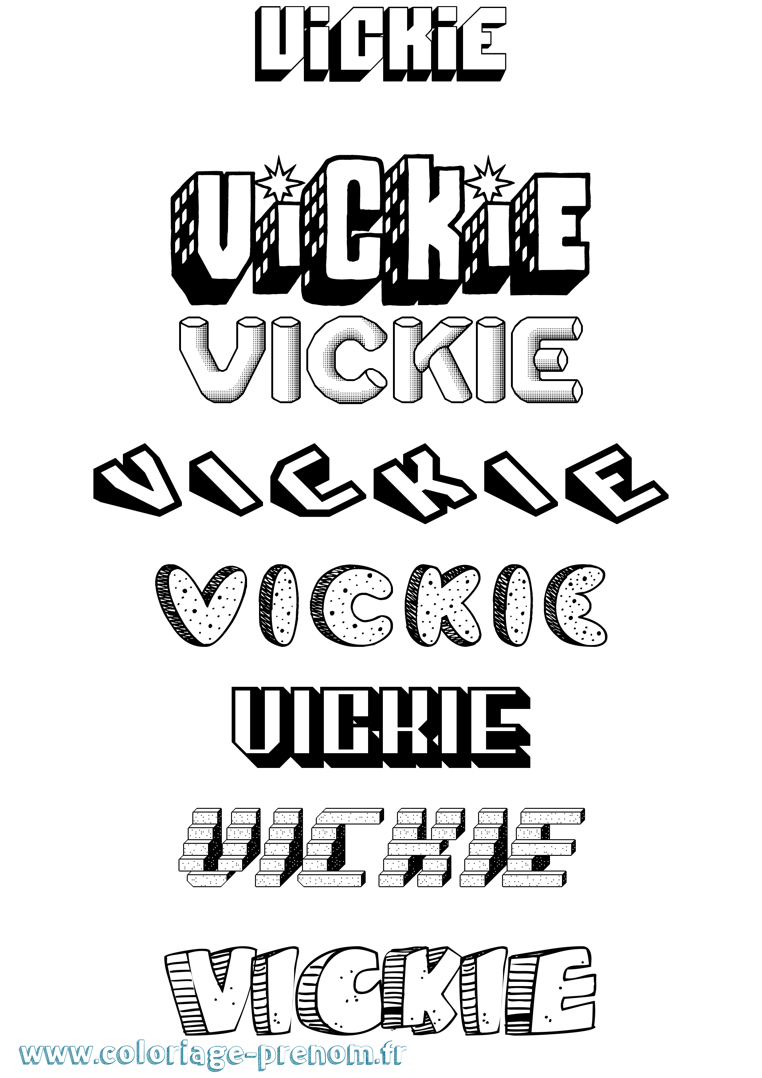 Coloriage Vickie Effet 3D Coloriage prénom Vickie Effet 3D