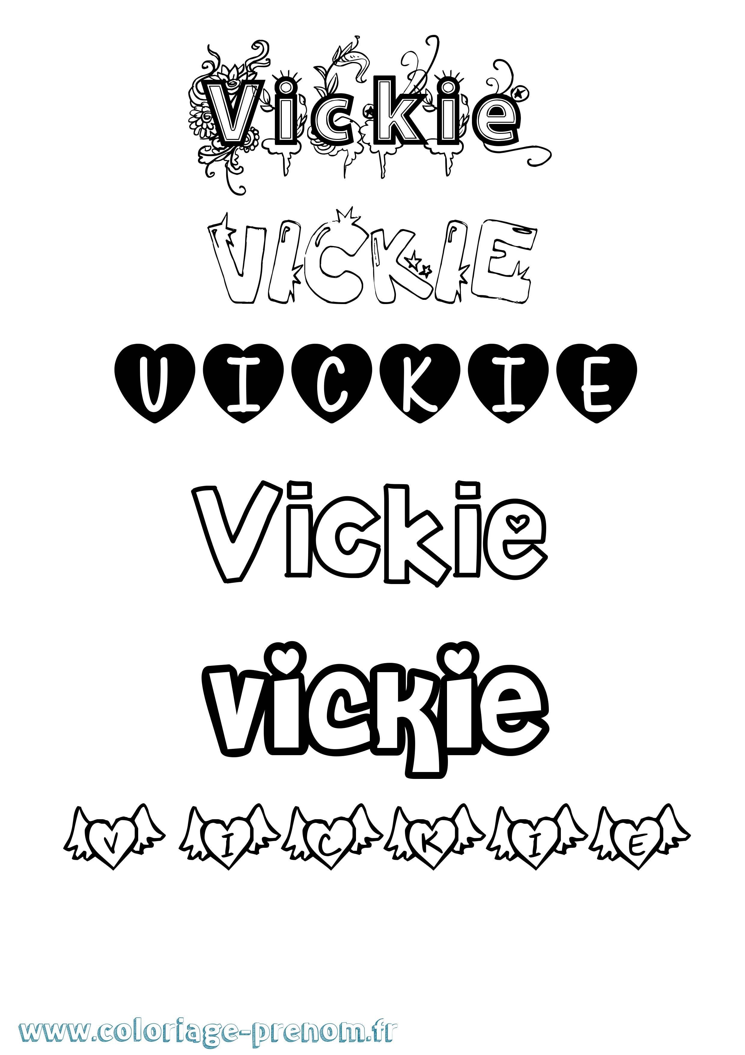Coloriage Vickie Girly Coloriage prénom Vickie Girly