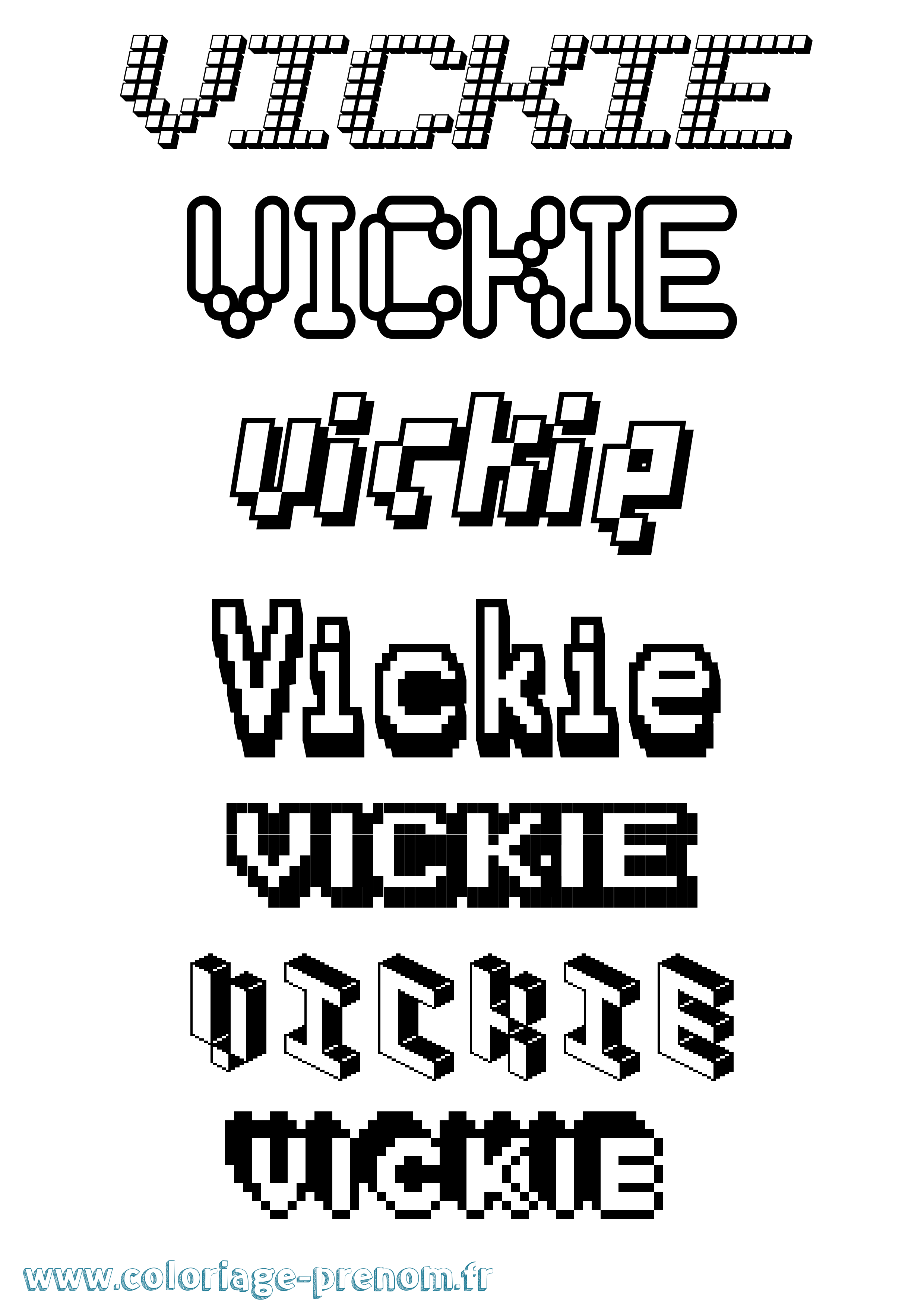 Coloriage Vickie Pixel Coloriage prénom Vickie Pixel