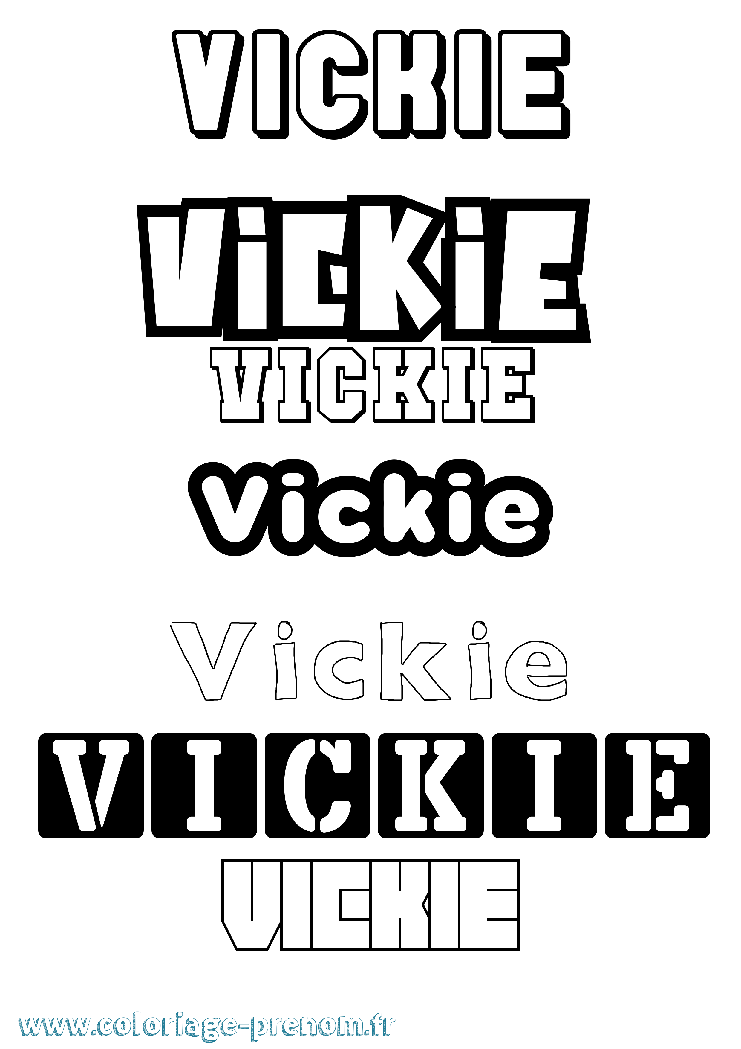 Coloriage Vickie Simple Coloriage prénom Vickie Simple