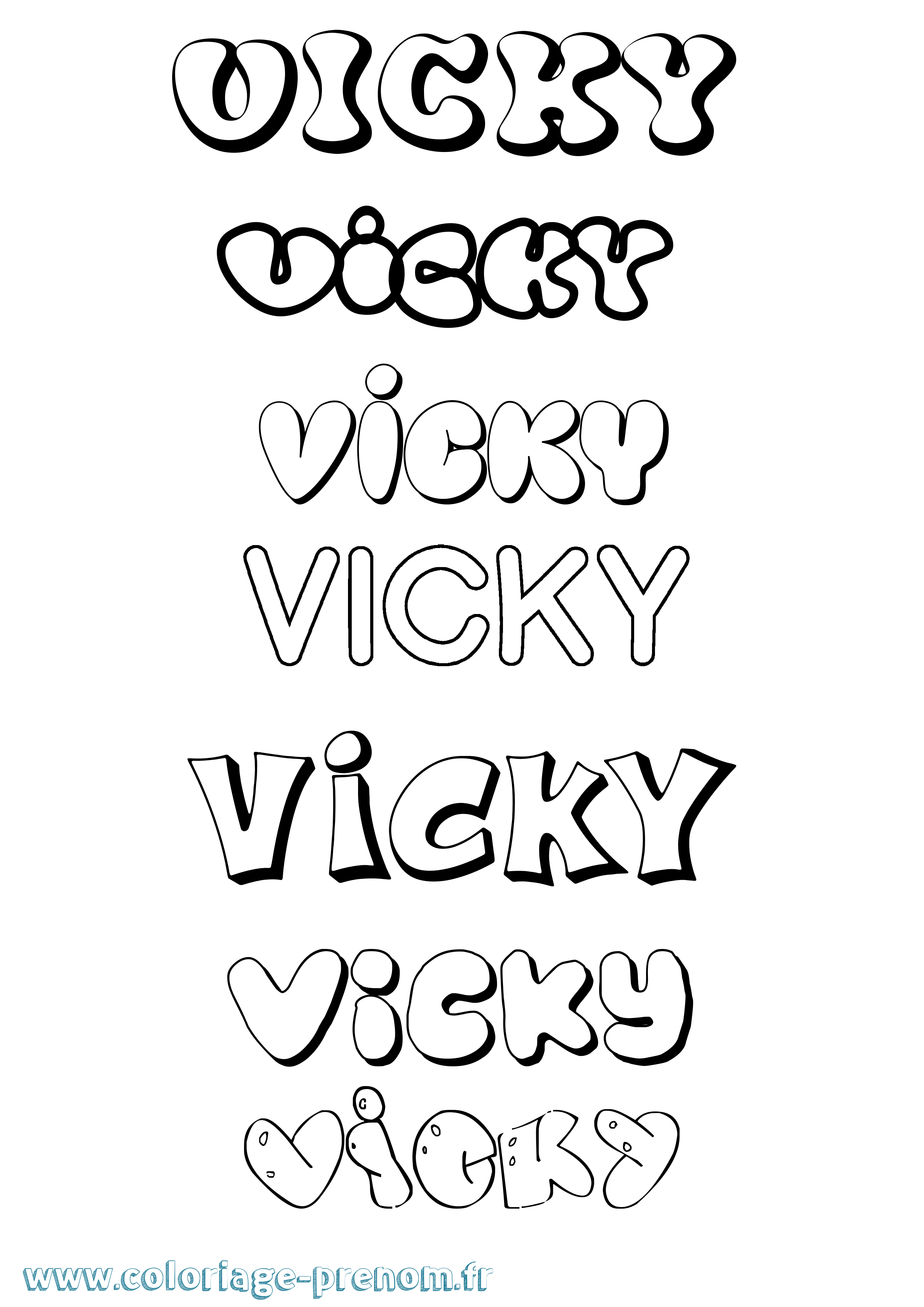 Coloriage Vicky Bubble Coloriage prénom Vicky Bubble
