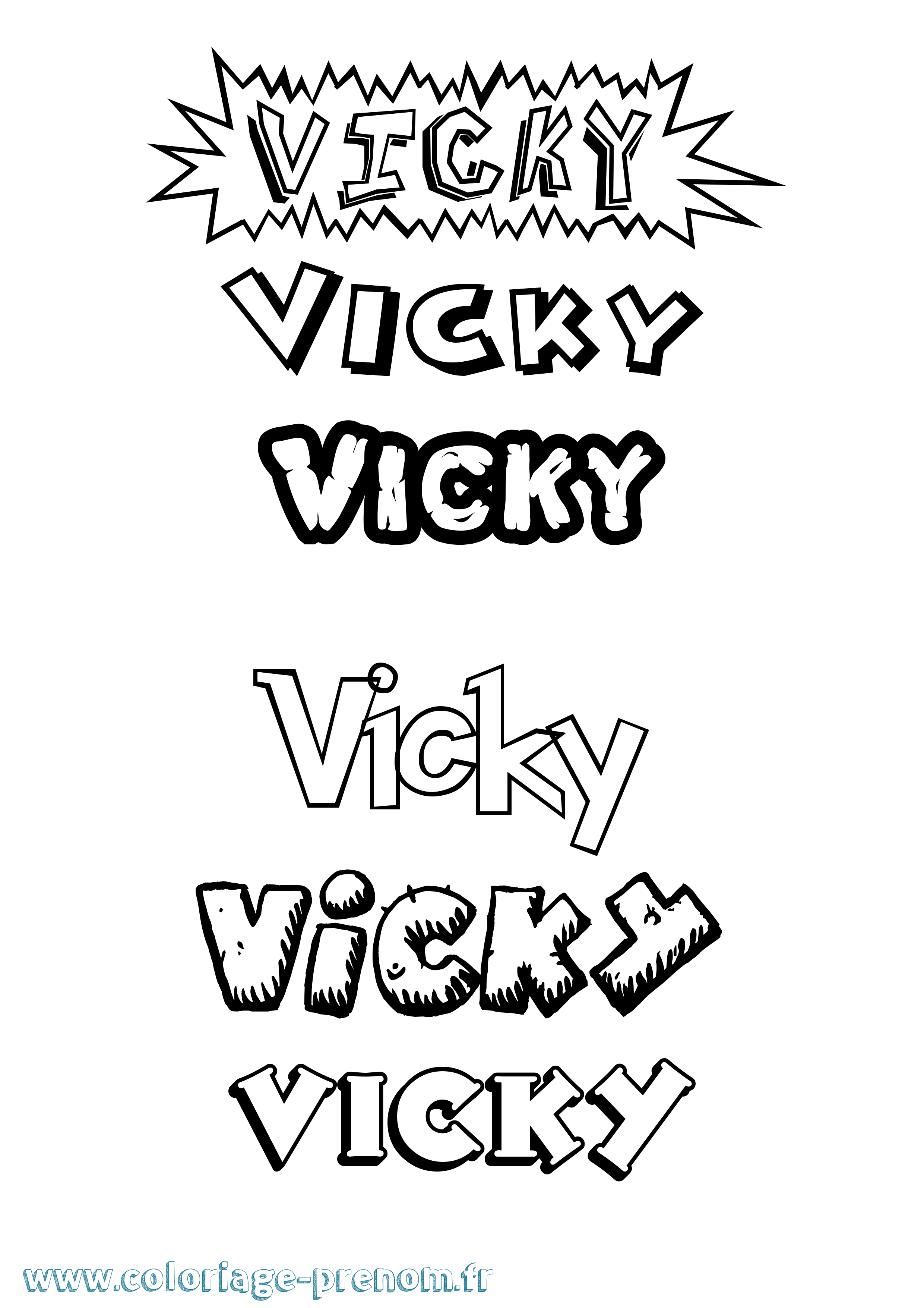 Coloriage Vicky Dessin Animé Coloriage prénom Vicky Dessin Animé