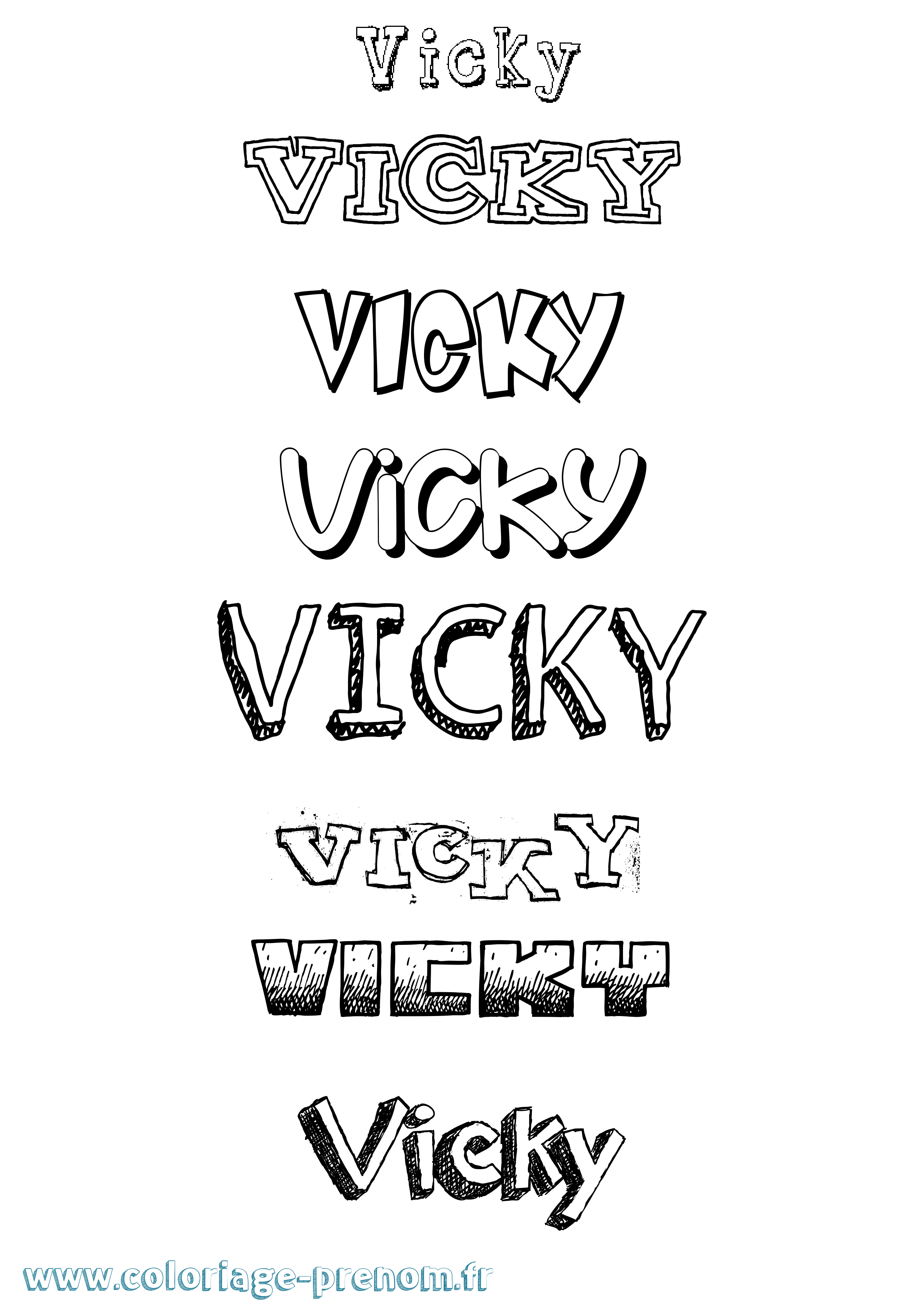 Coloriage Vicky Dessiné Coloriage prénom Vicky Dessiné