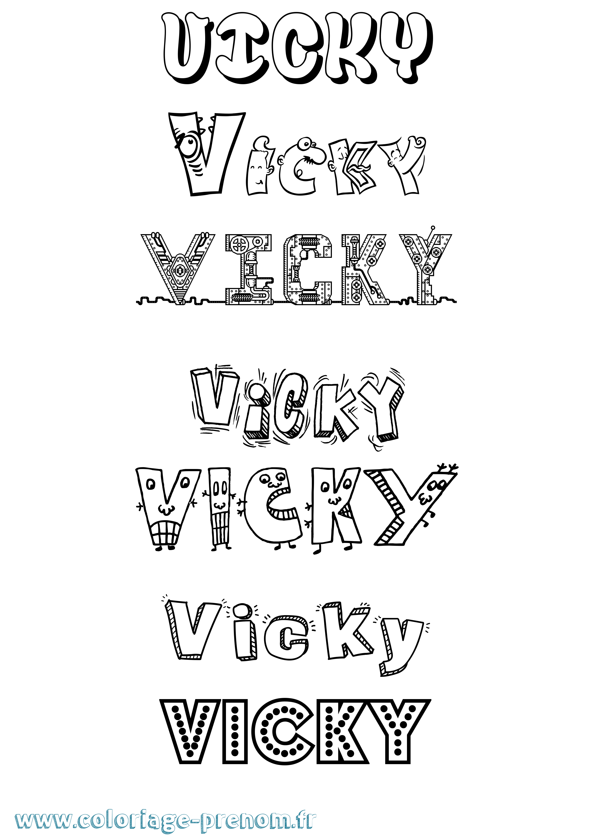 Coloriage Vicky Fun Coloriage prénom Vicky Fun