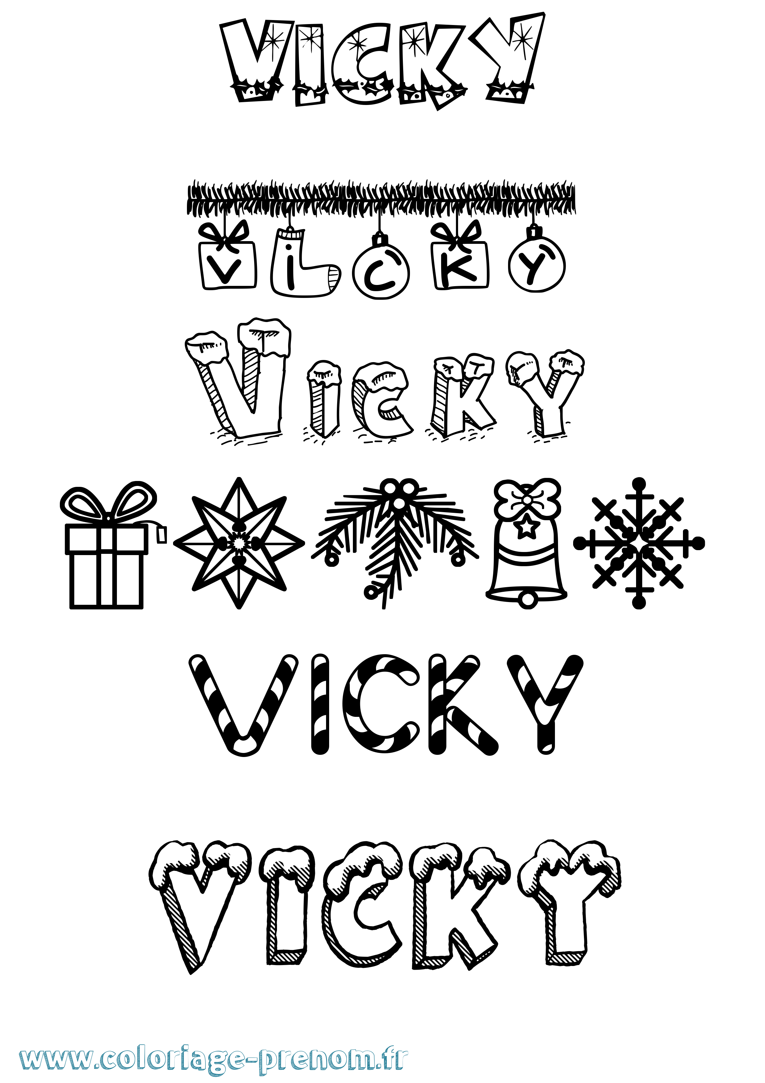Coloriage Vicky Noël Coloriage prénom Vicky Noël