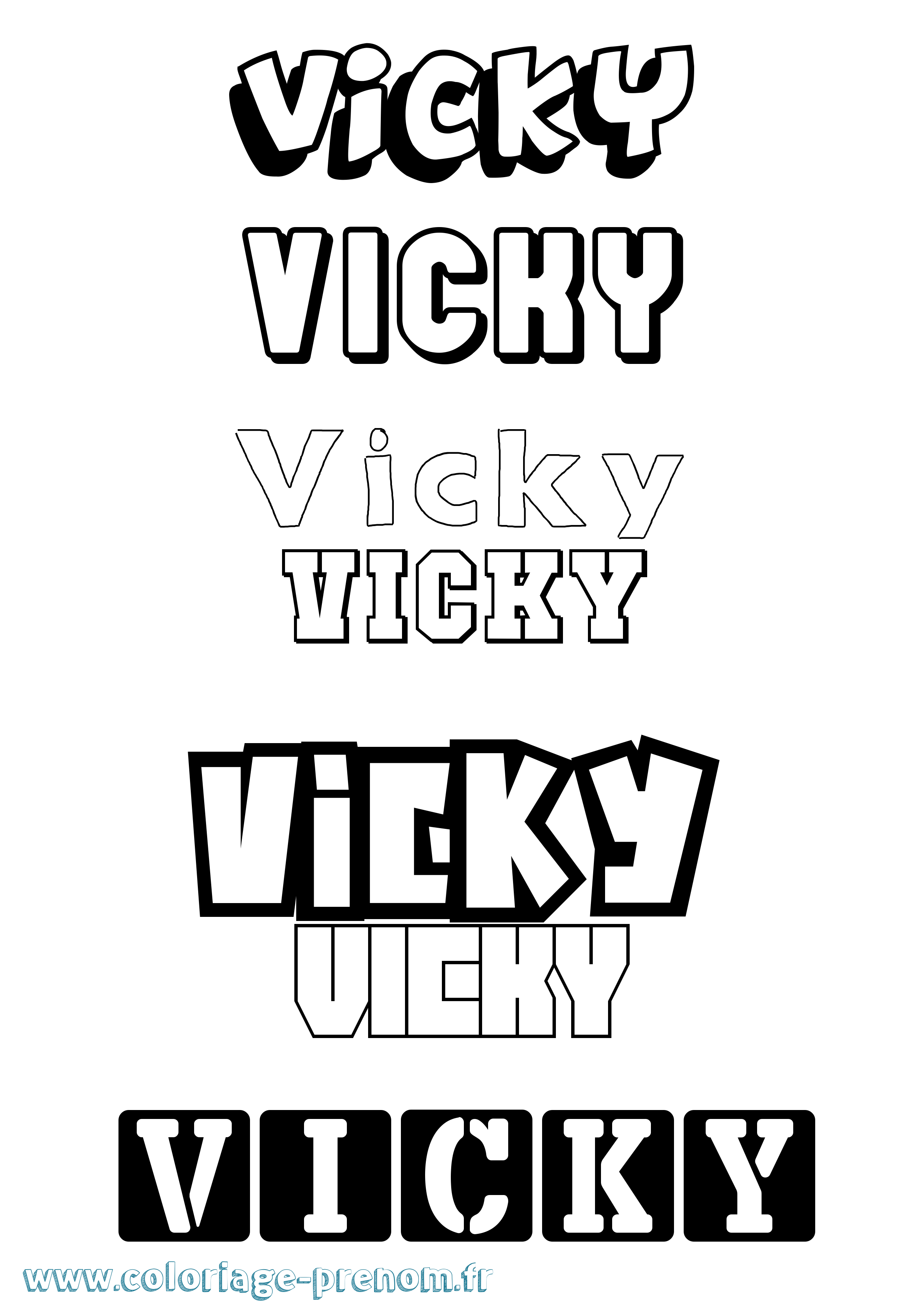 Coloriage Vicky Simple Coloriage prénom Vicky Simple