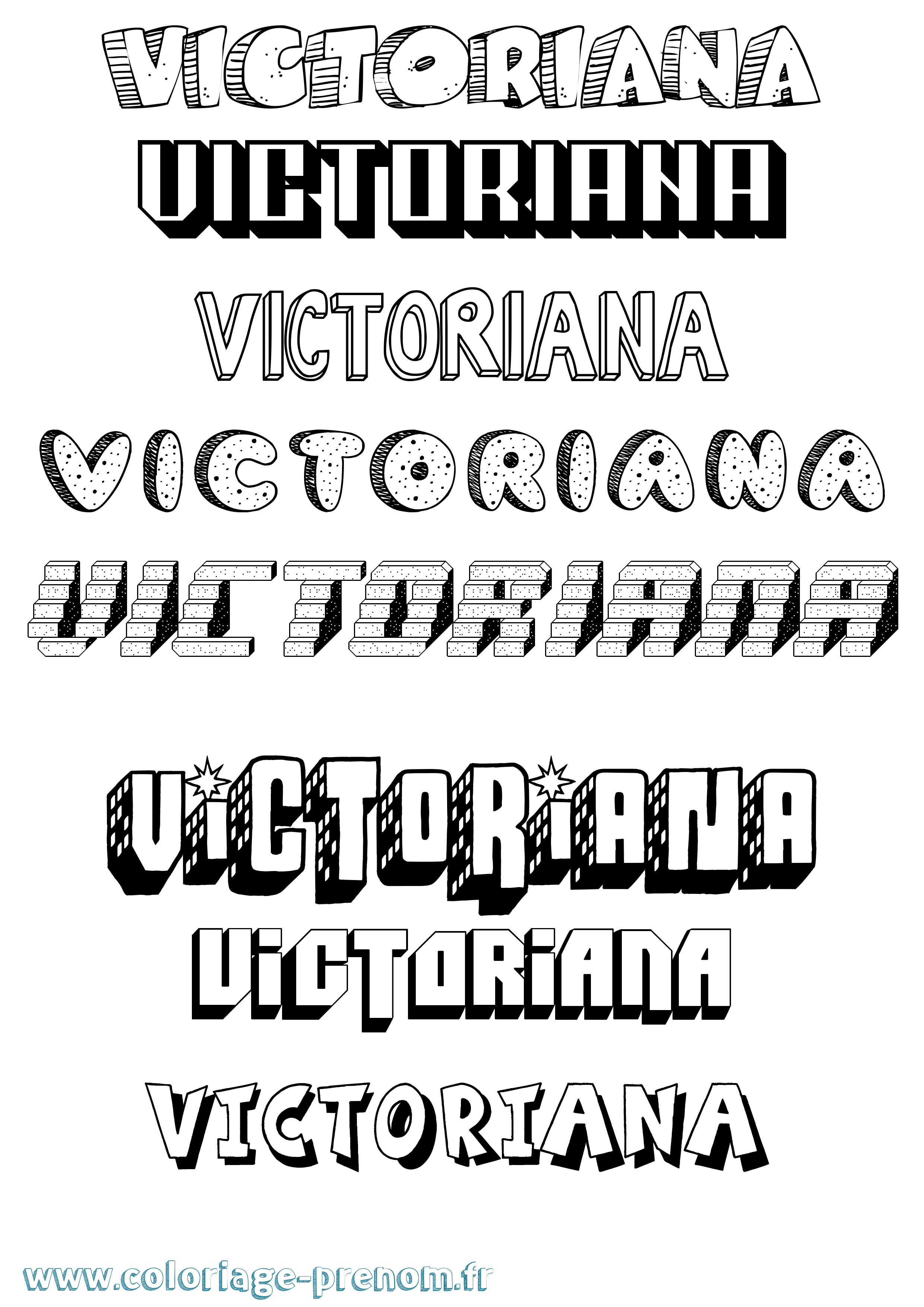 Coloriage Victoriana Effet 3D Coloriage prénom Victoriana Effet 3D