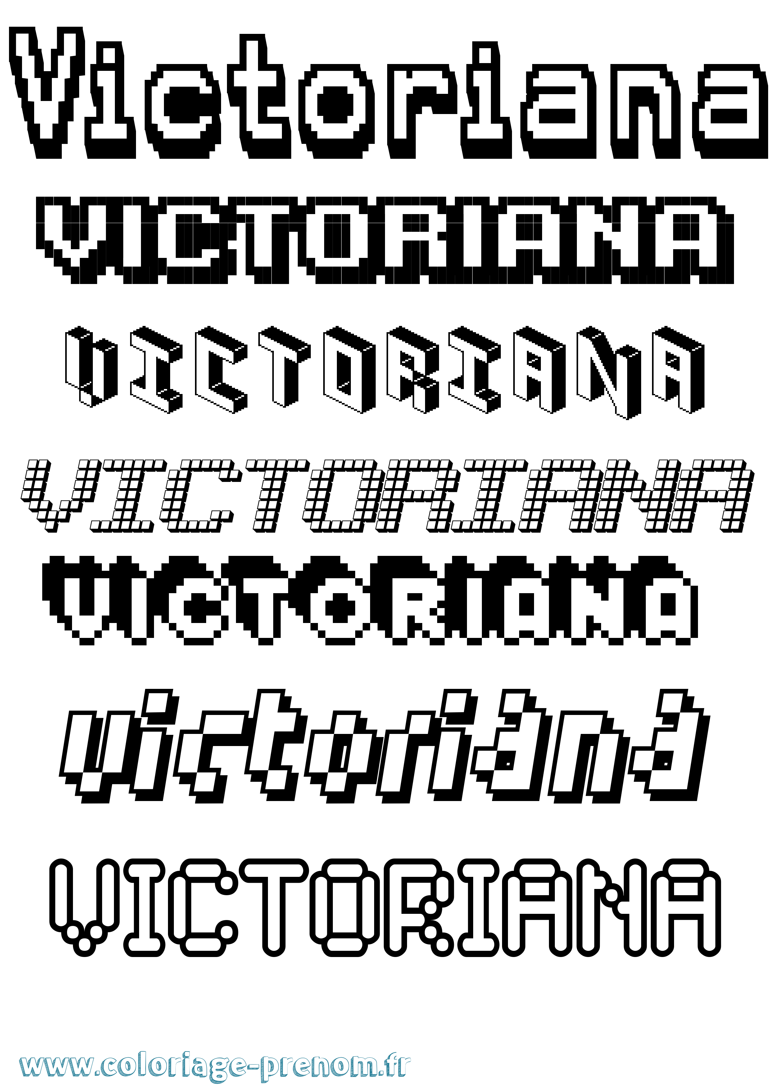 Coloriage Victoriana Pixel Coloriage prénom Victoriana Pixel