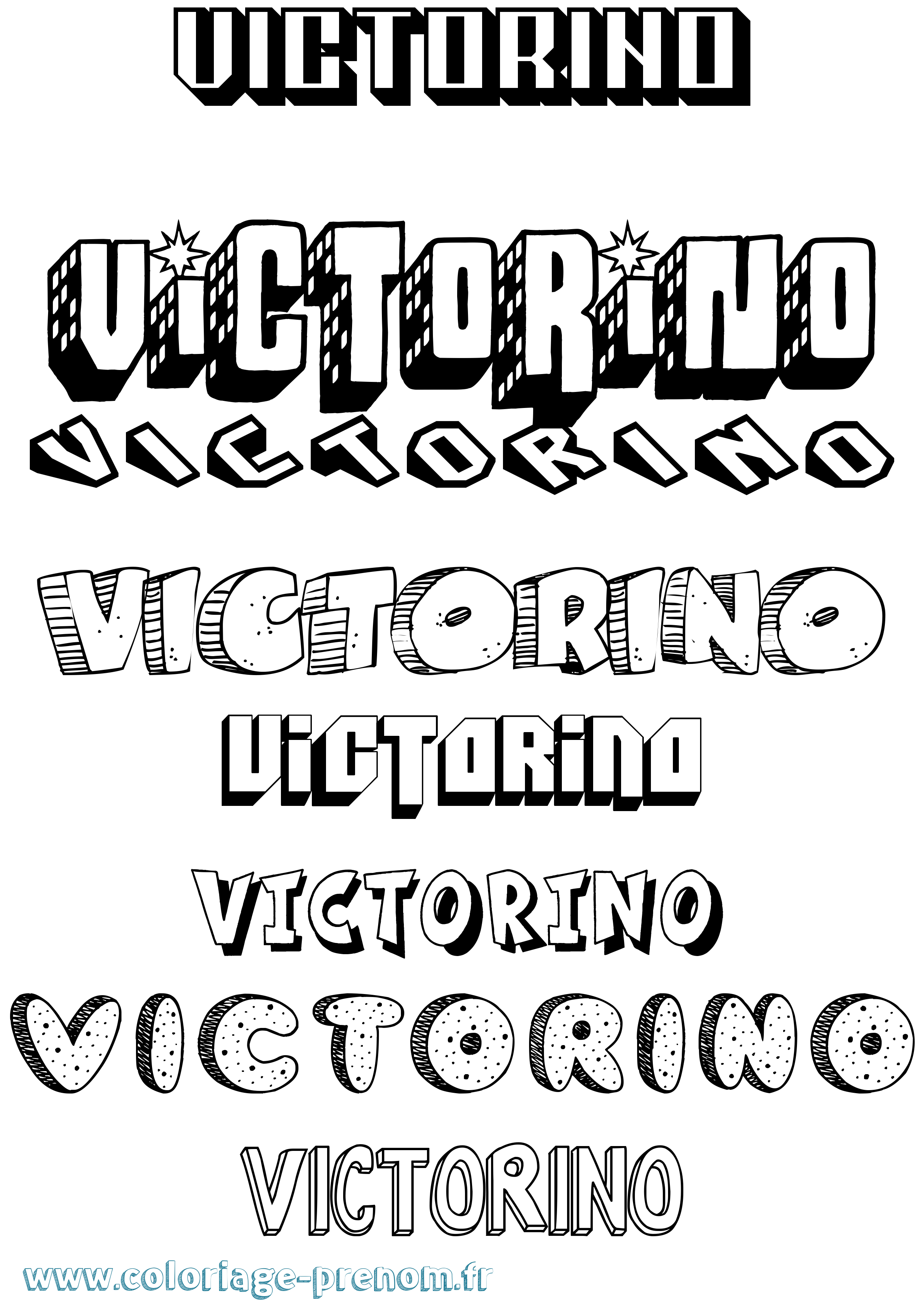 Coloriage Victorino Effet 3D Coloriage prénom Victorino Effet 3D