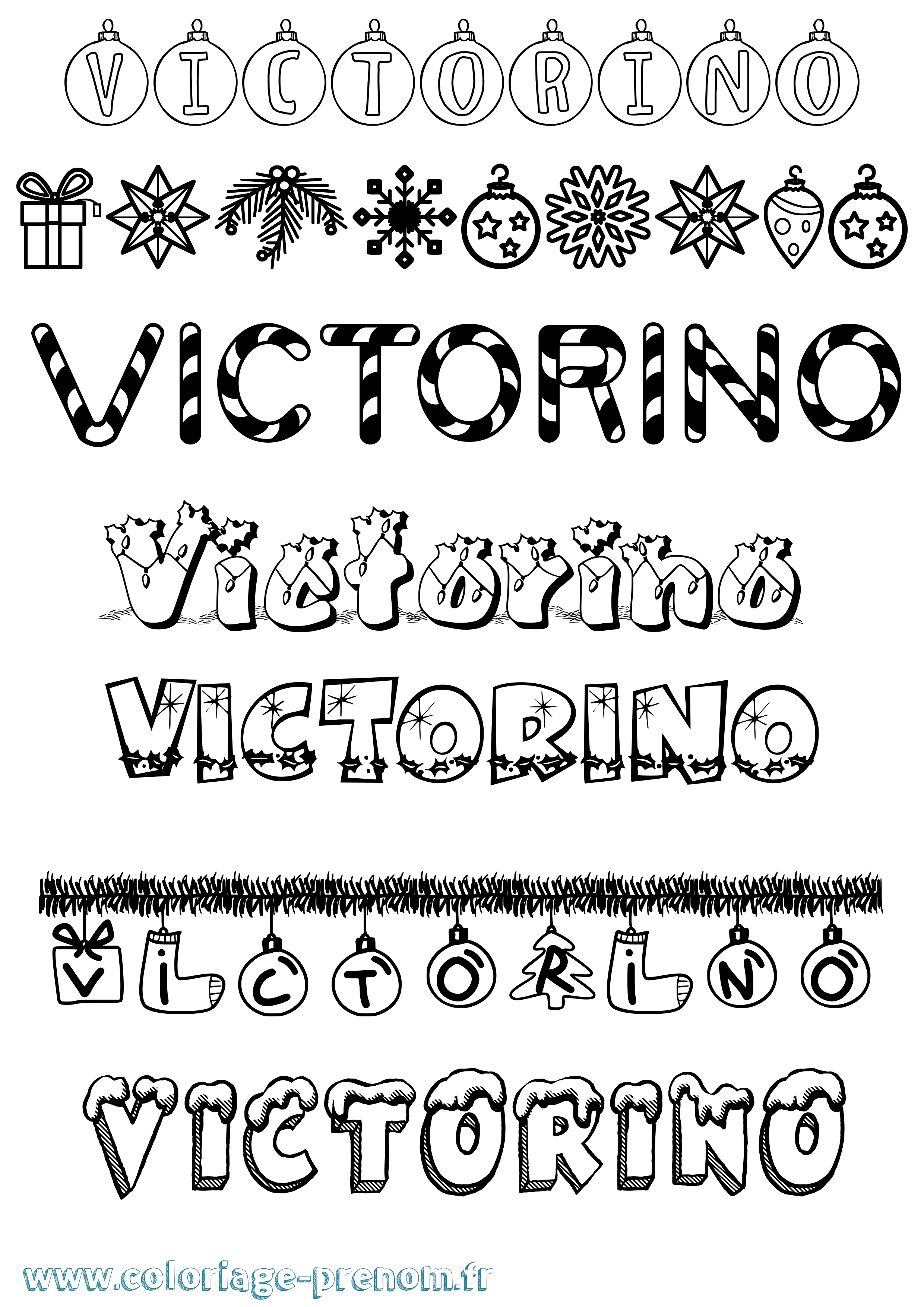 Coloriage Victorino Noël Coloriage prénom Victorino Noël