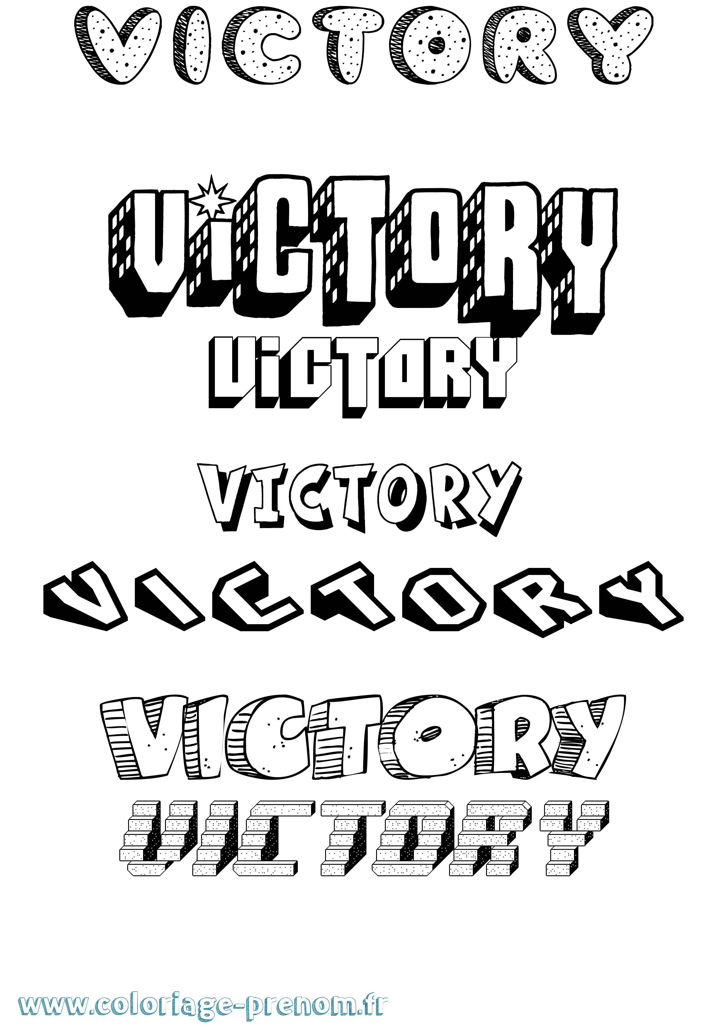 Coloriage Victory Effet 3D Coloriage prénom Victory Effet 3D
