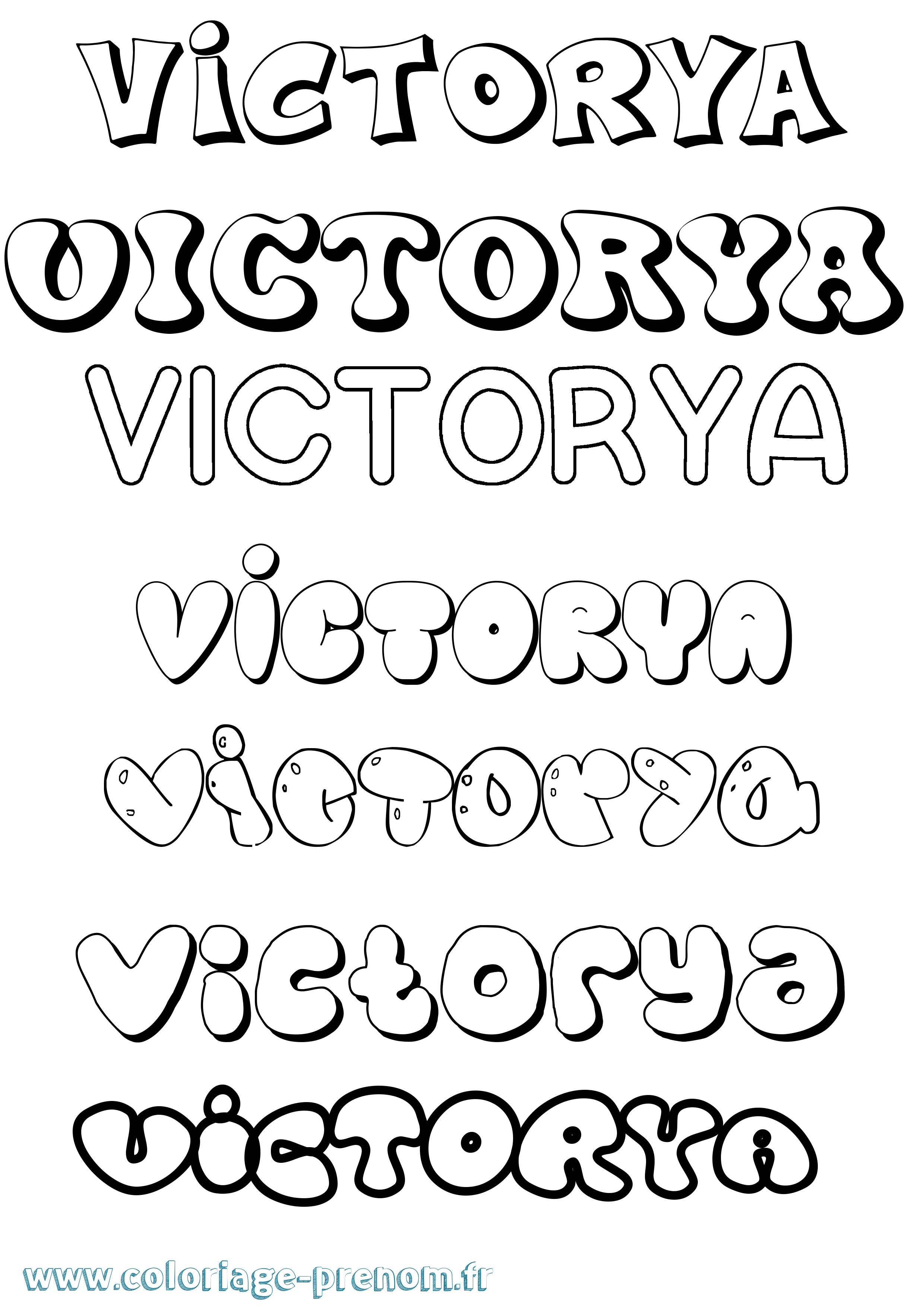 Coloriage Victorya Bubble Coloriage prénom Victorya Bubble