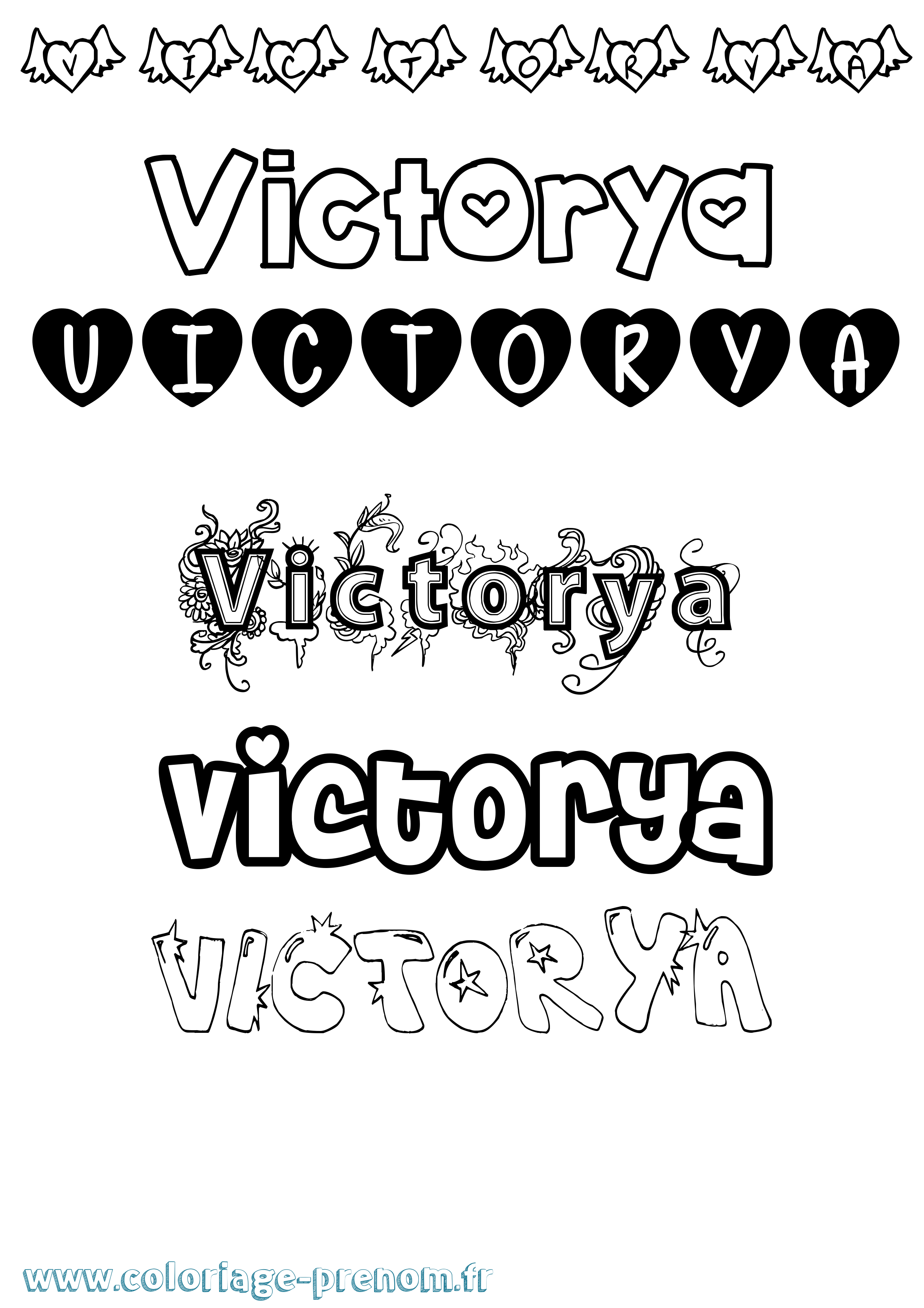 Coloriage Victorya Girly Coloriage prénom Victorya Girly