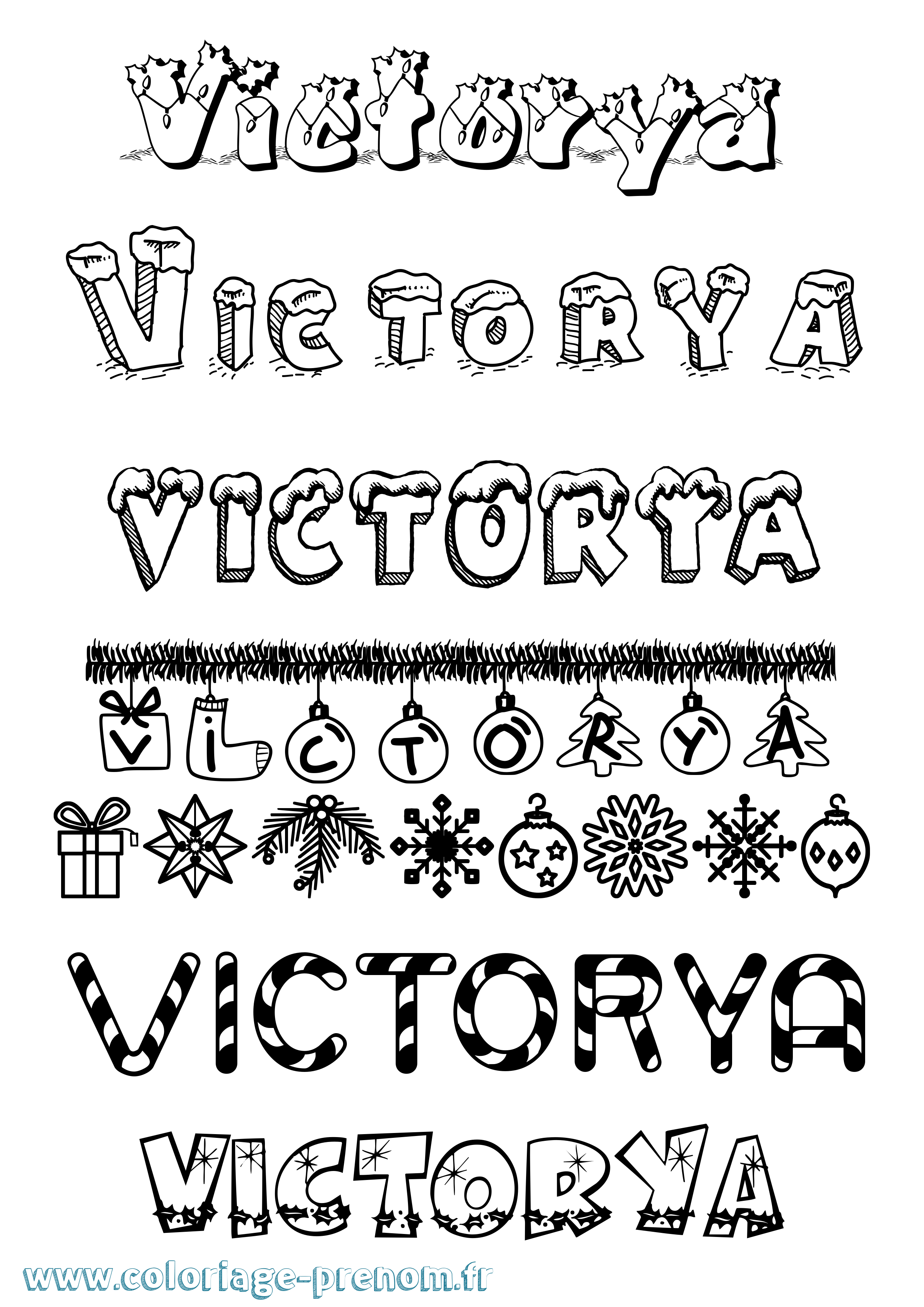 Coloriage Victorya Noël Coloriage prénom Victorya Noël