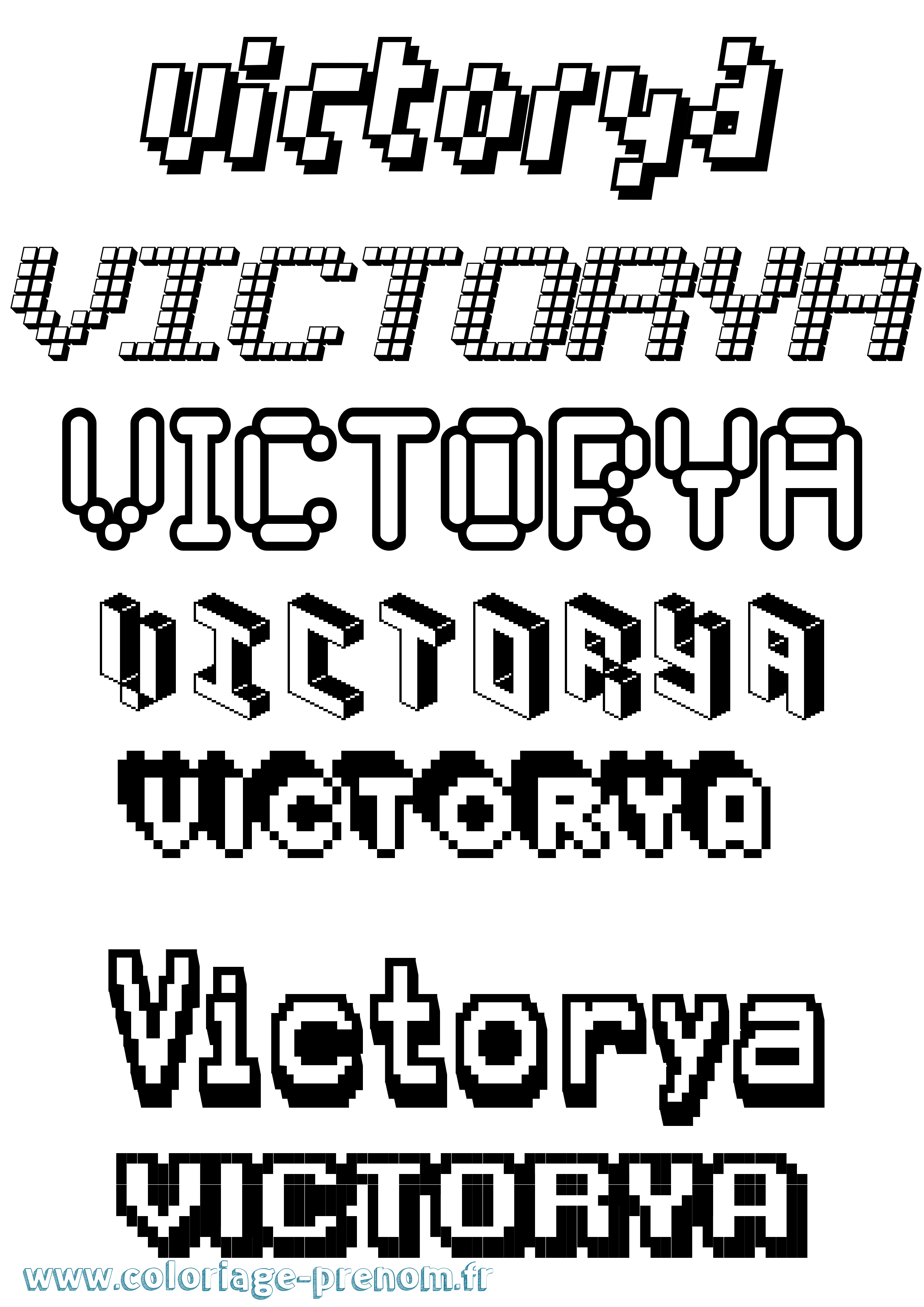 Coloriage Victorya Pixel Coloriage prénom Victorya Pixel