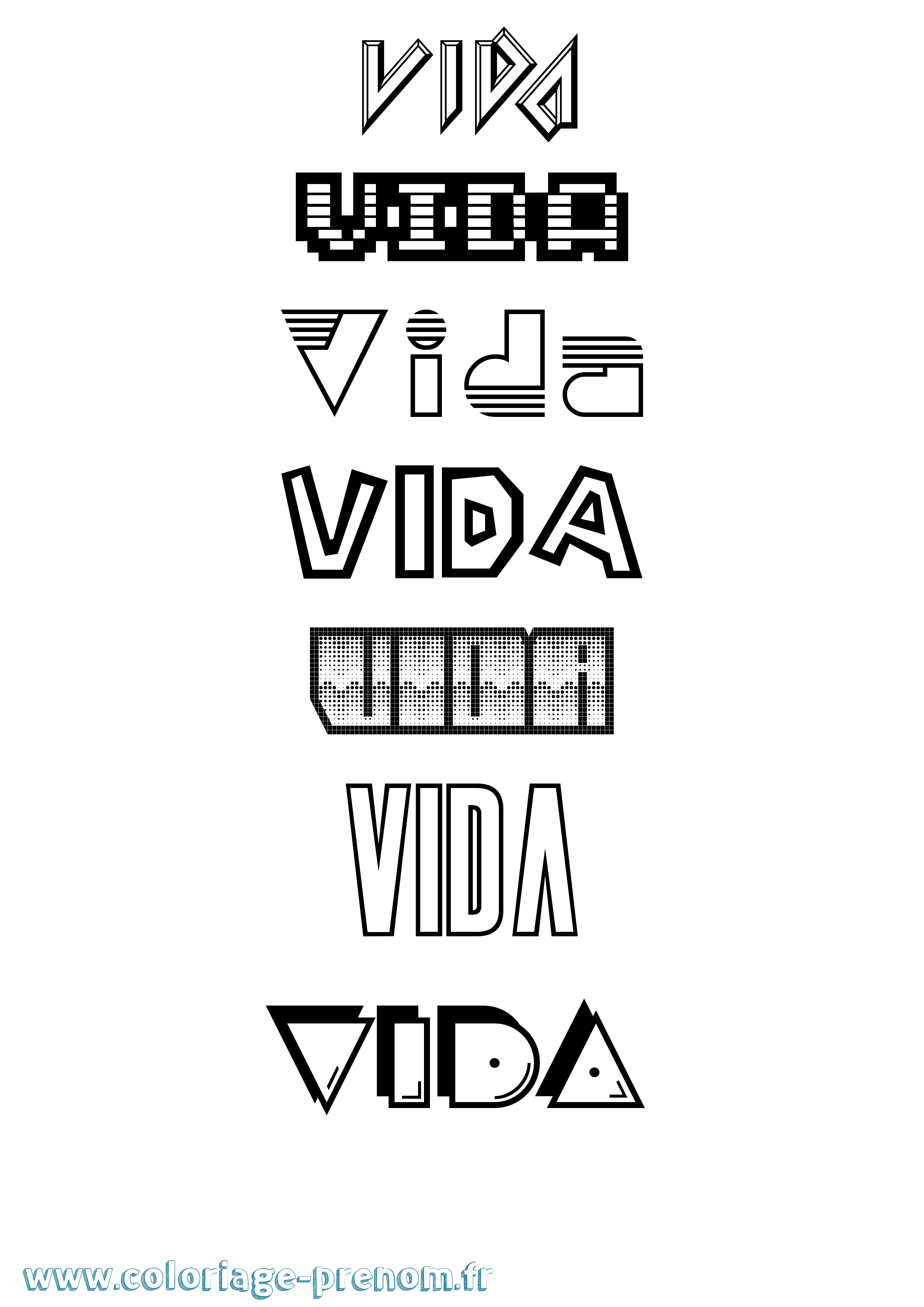 Coloriage Vida Jeux Vidéos Coloriage prénom Vida Jeux Vidéos