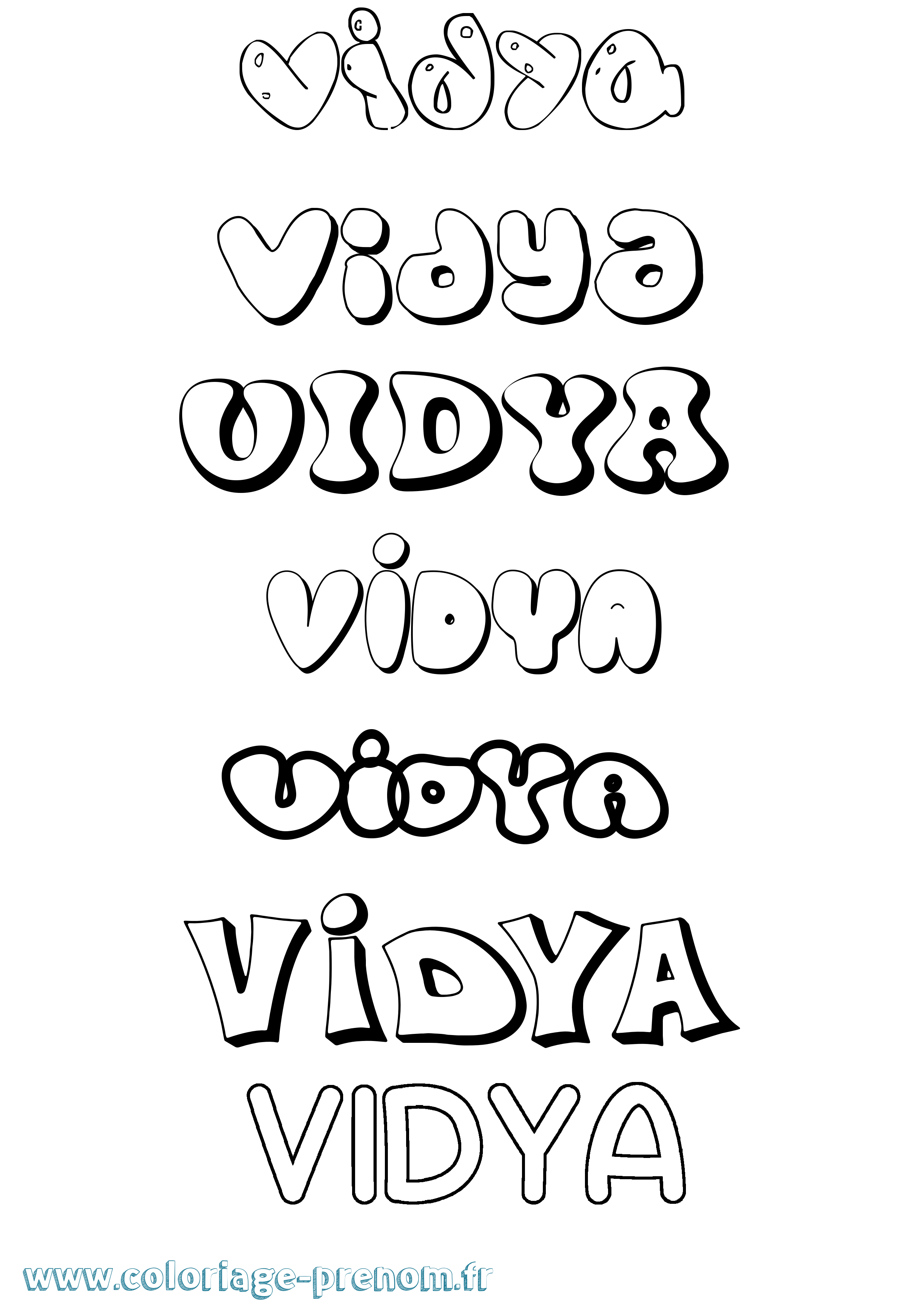 Coloriage Vidya Bubble Coloriage prénom Vidya Bubble