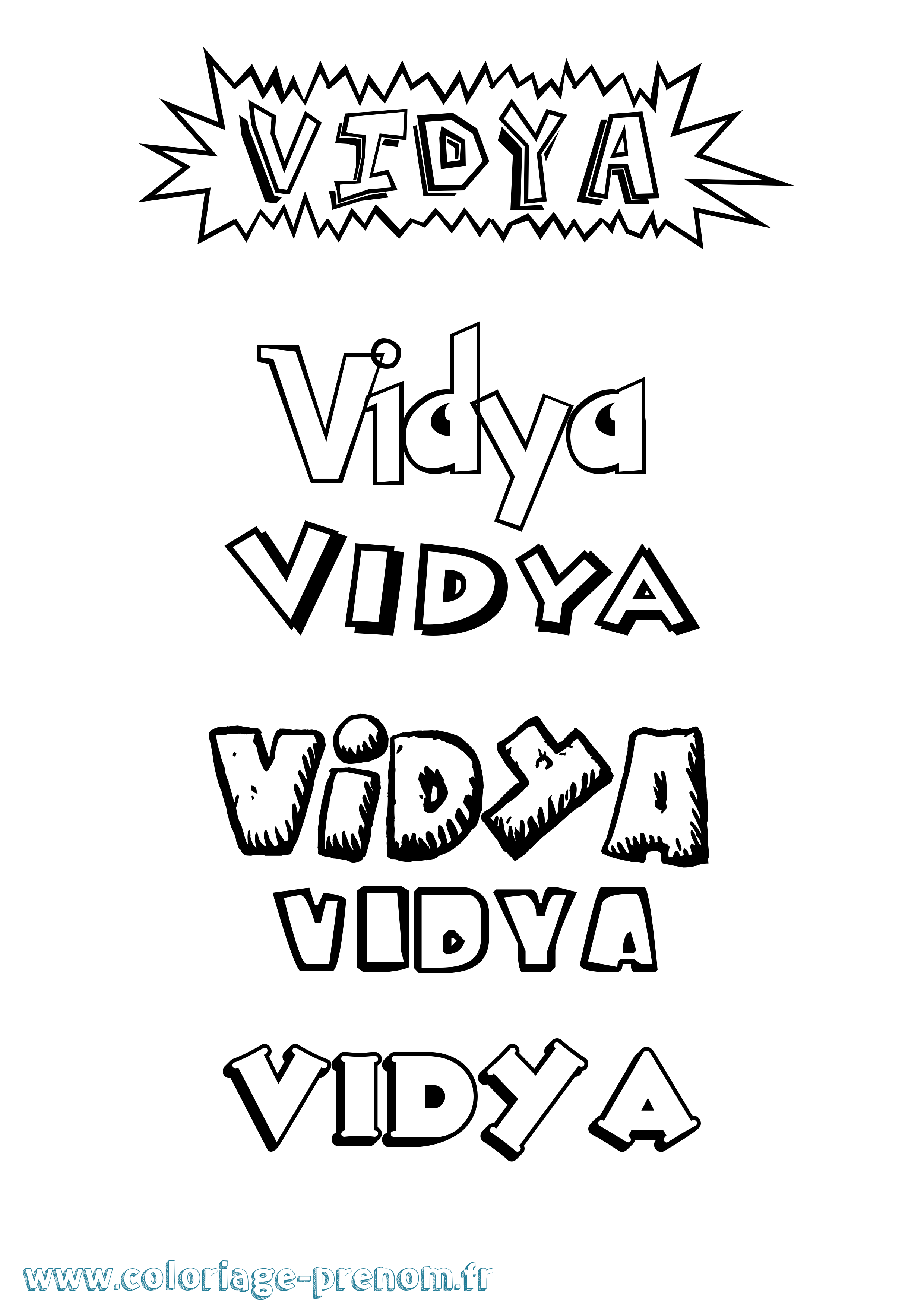 Coloriage Vidya Dessin Animé Coloriage prénom Vidya Dessin Animé
