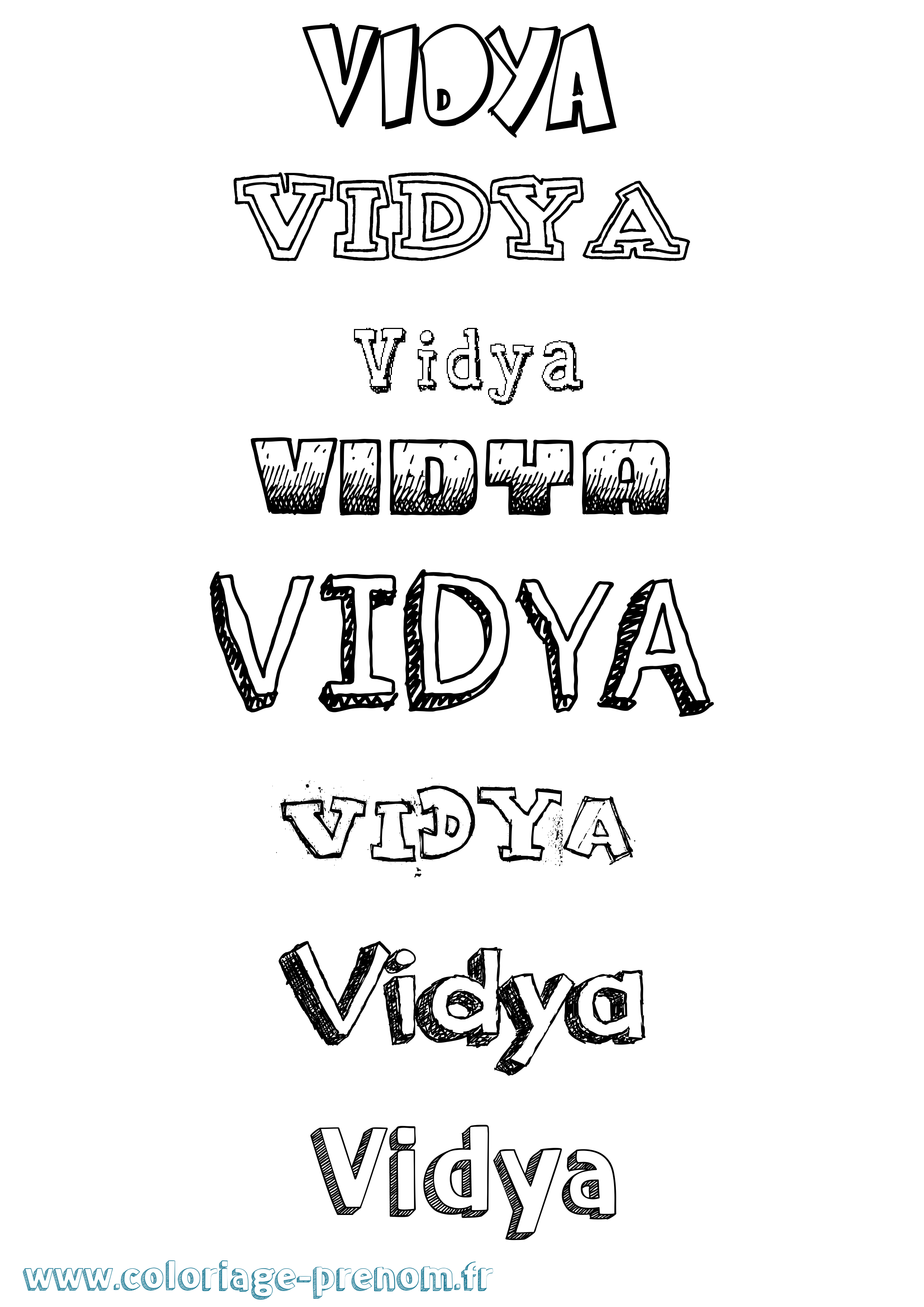 Coloriage Vidya Dessiné Coloriage prénom Vidya Dessiné